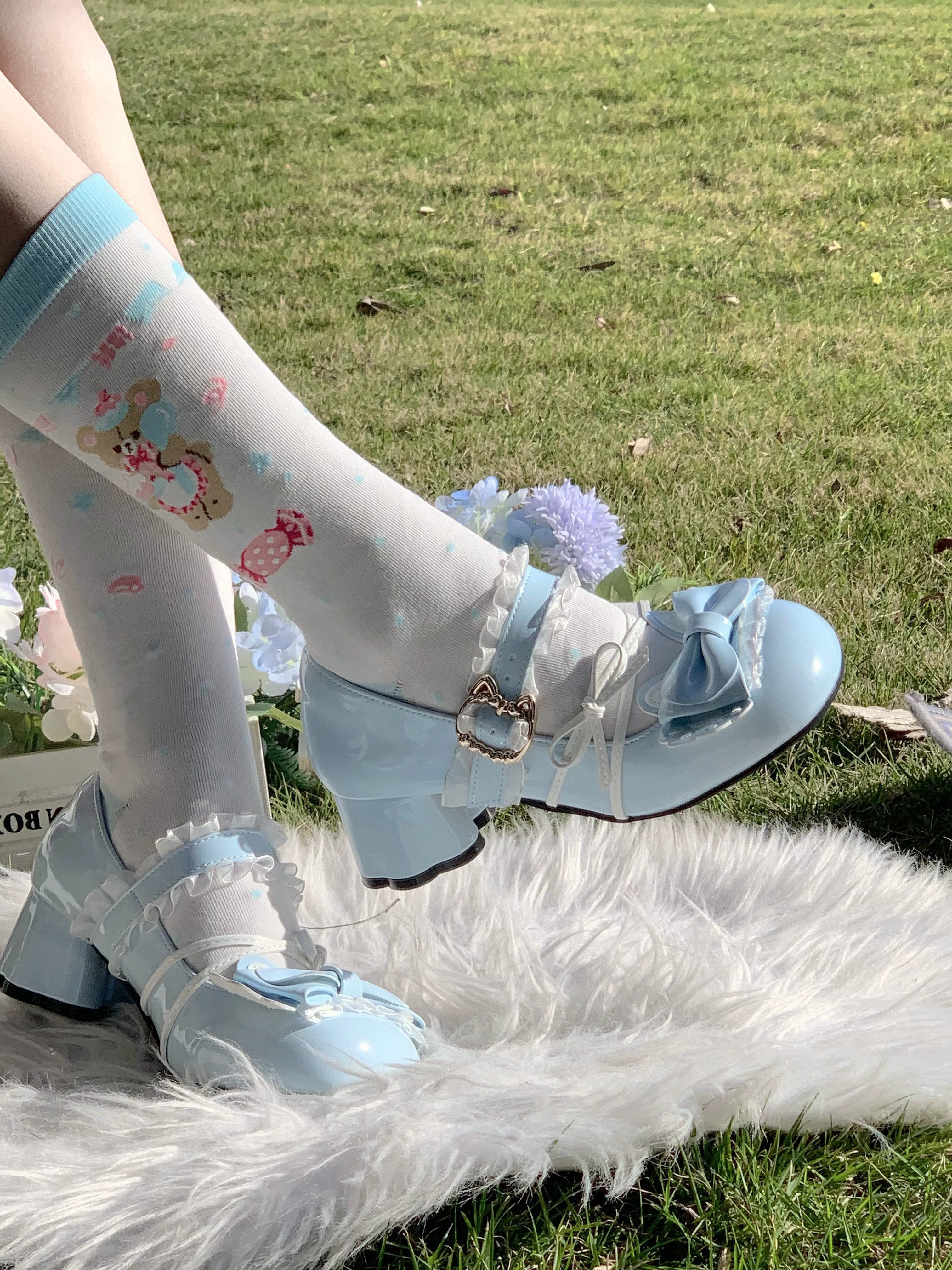Sweet Kitty Party Lolita Cute Cat Paw Irregular Mid Heel Round Toe Shoes
