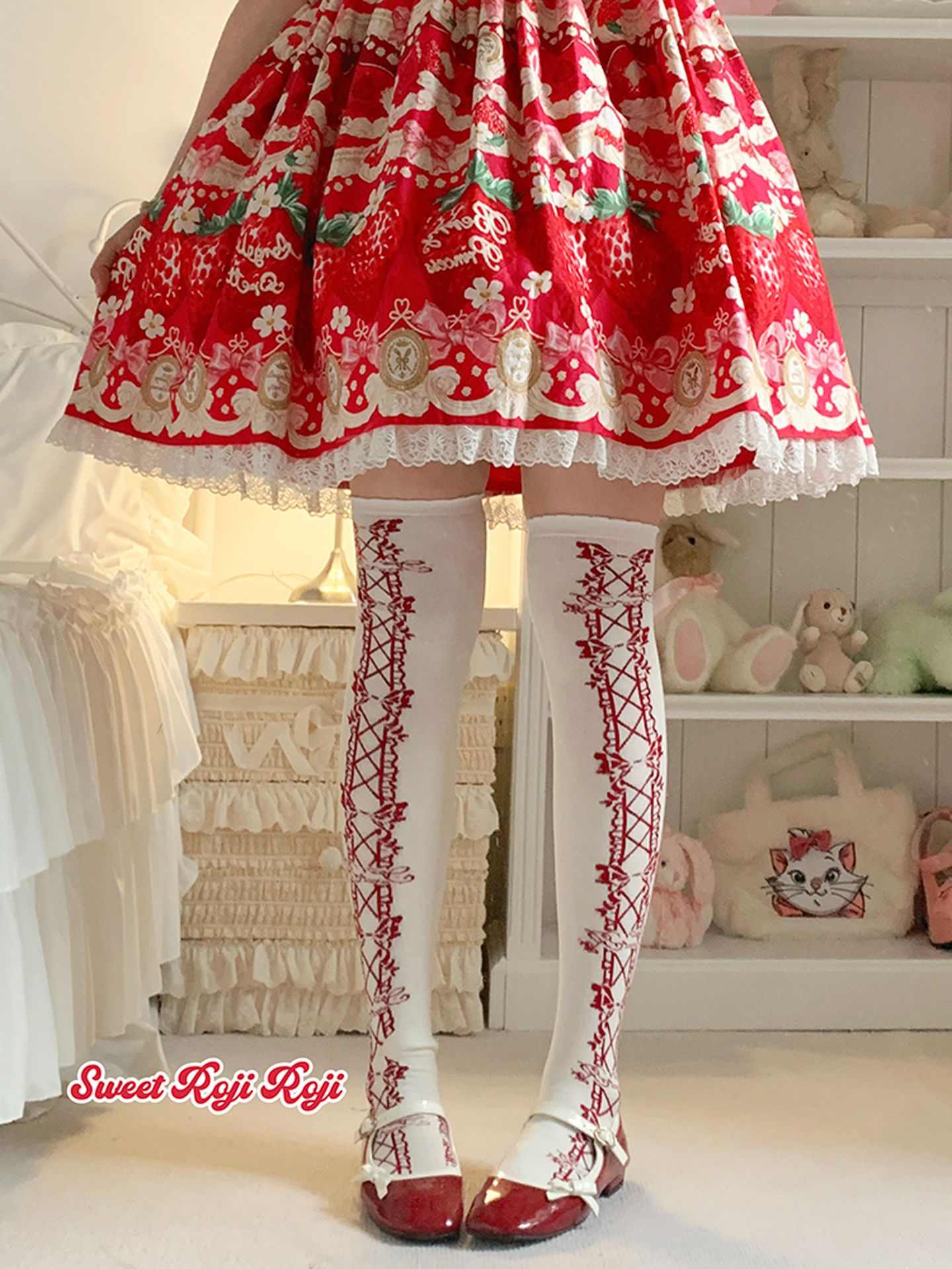 Lolita Sweet Bow Print Mid-Calf Warm Socks