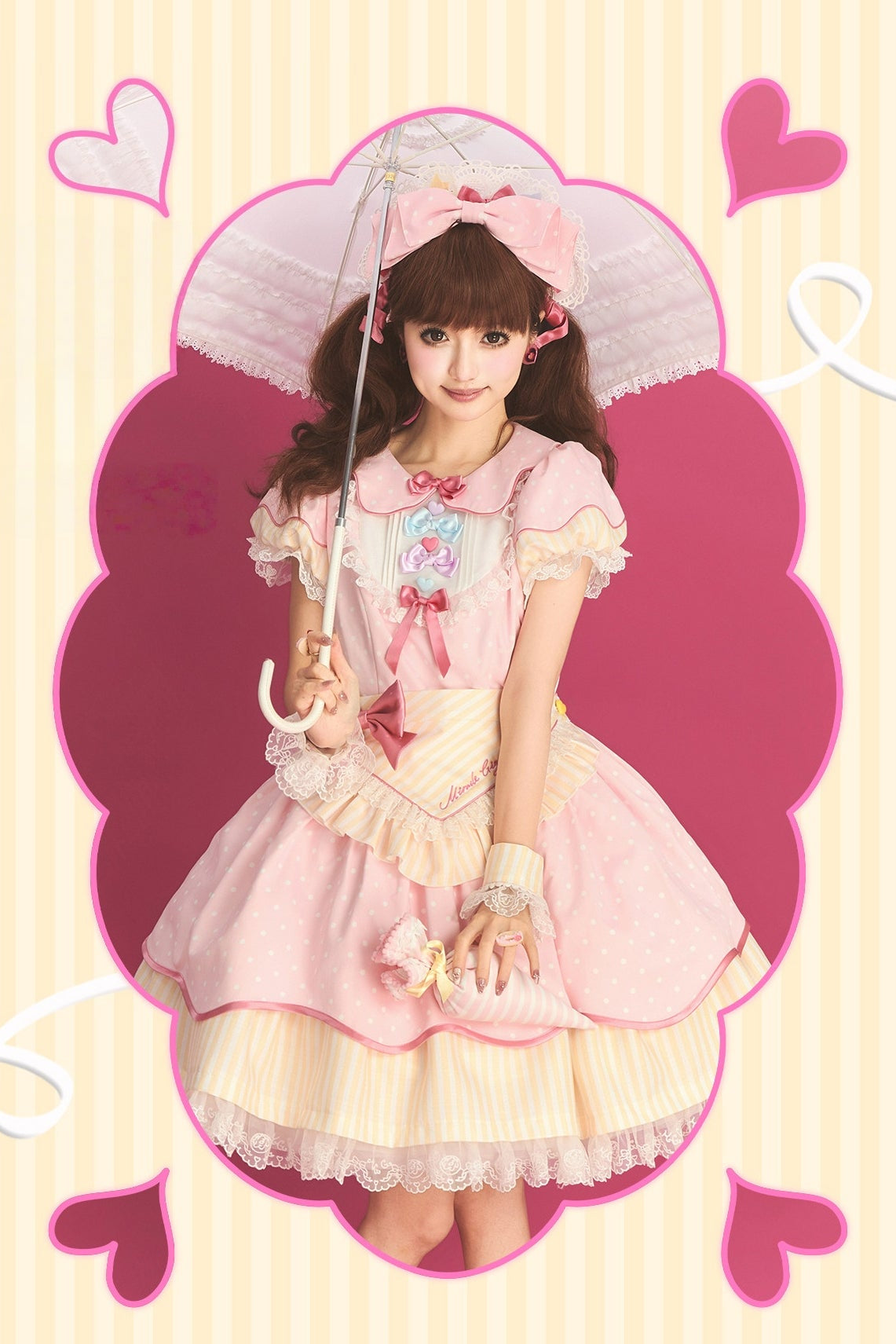 Miss Donut Pink Cream Donut-Theme Vintage Sweet Lolita OP Dress