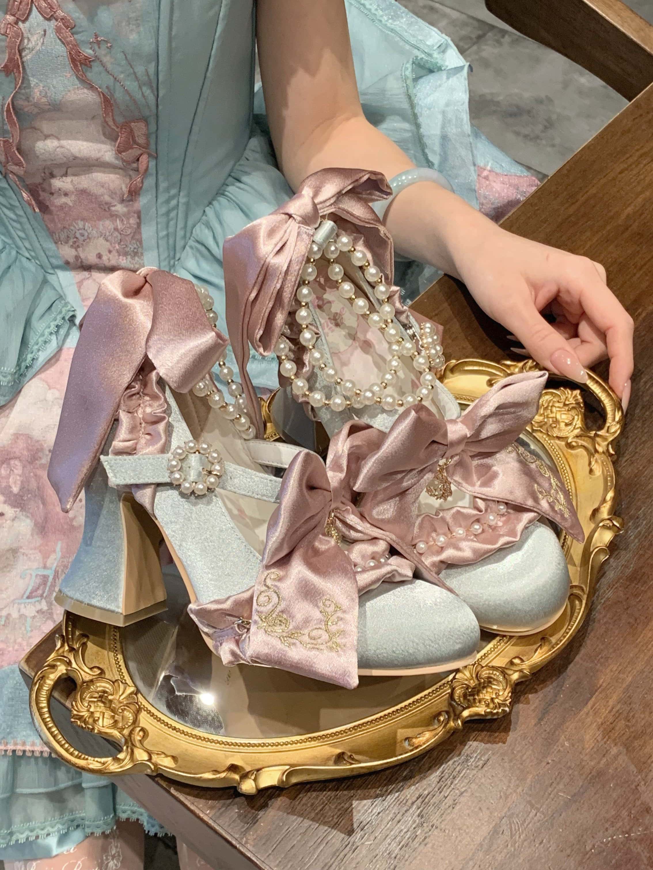 Ribbon Hymn 1.0 Lolita Vintage Heavy Craft Bridal Heels