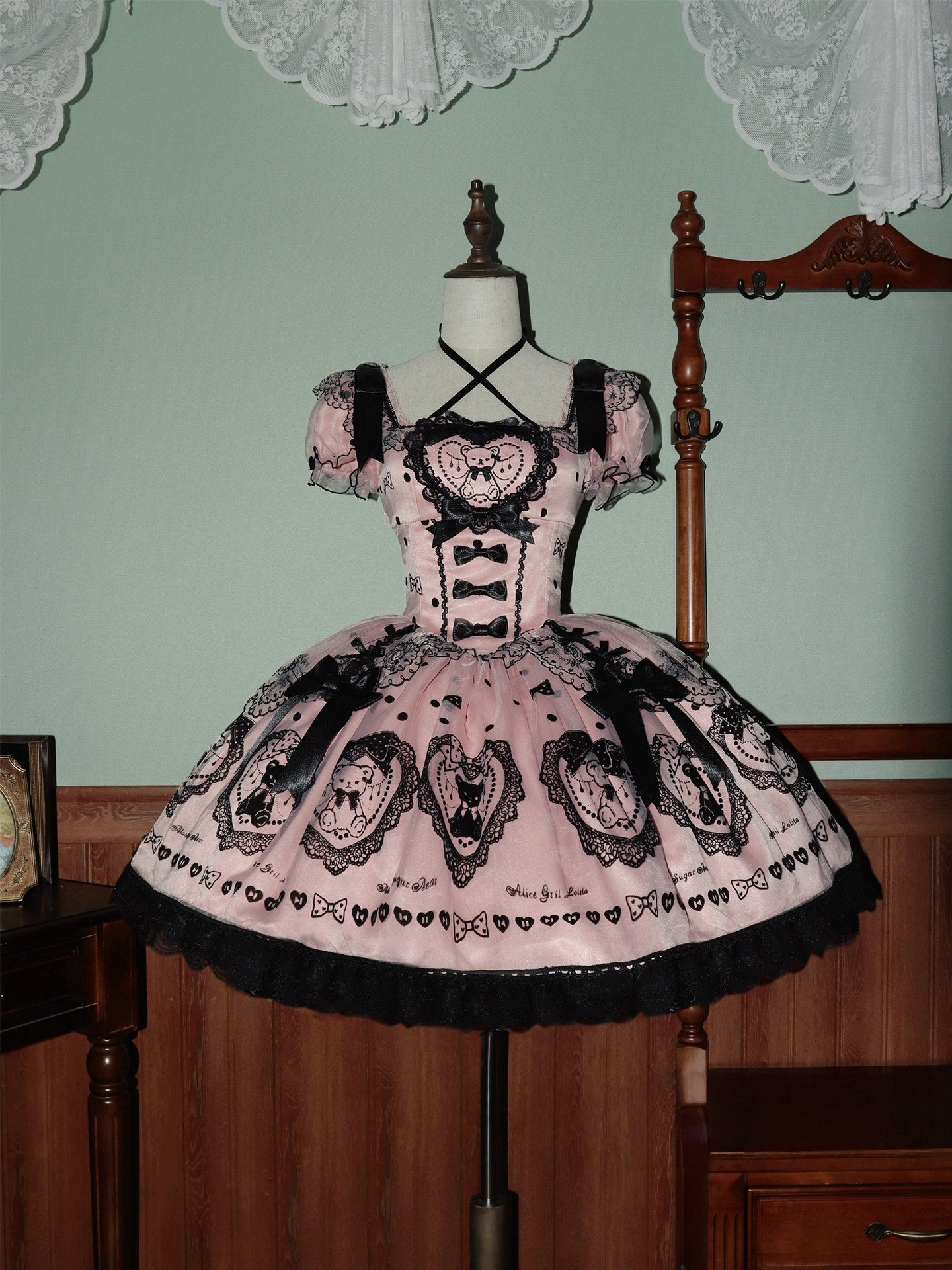 Black Sugar Bear Lolita Pink Dress