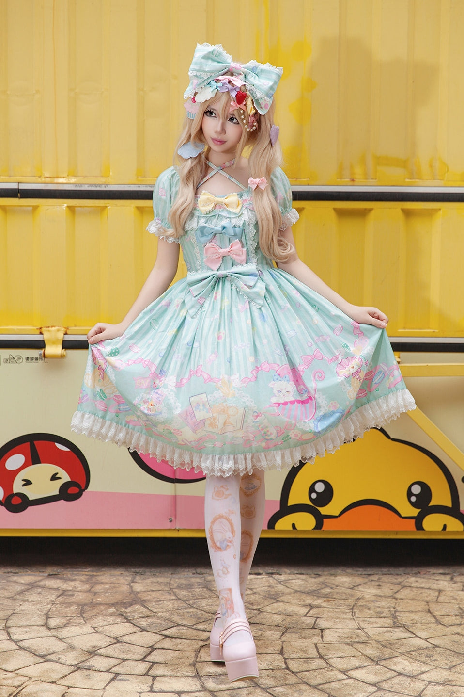 Macaron Dolly House Candy Print Sweet Lolita OP Dress