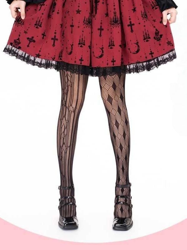 Lolita Gothic Asymmetrical Punk Fishnet Socks LE9014