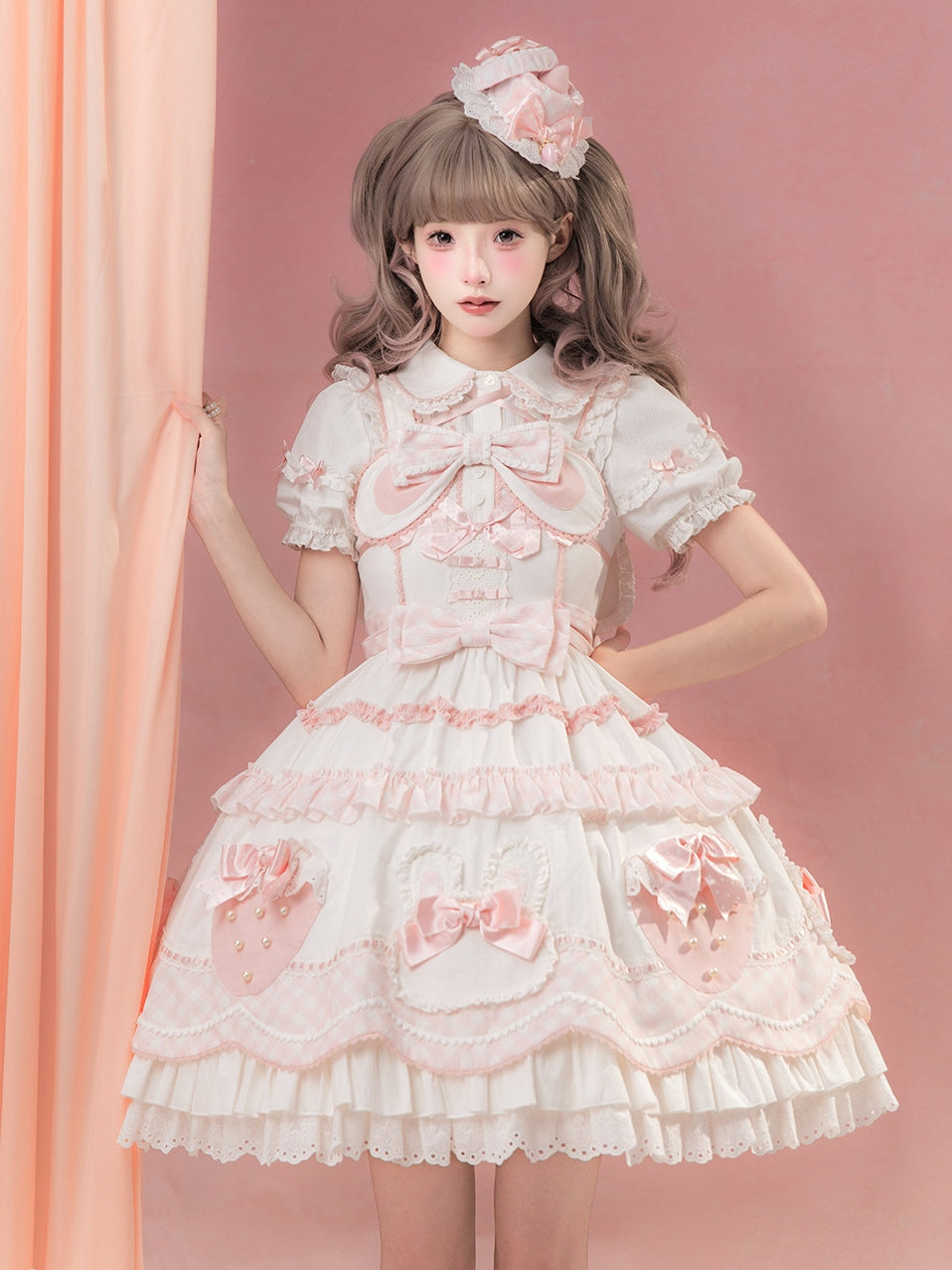 Starry‑Fallen Strawberry Rabbit Original Lolita Cute JSK Dress