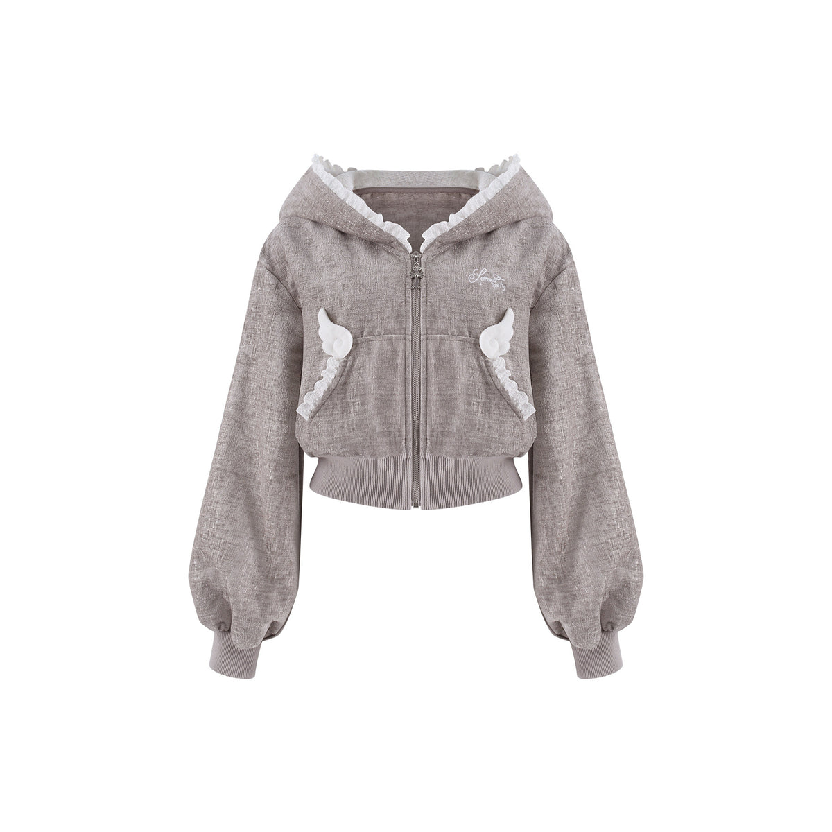 Grey Meow Dimension Autumn Grey Cat Ear Jacket Skirt Set