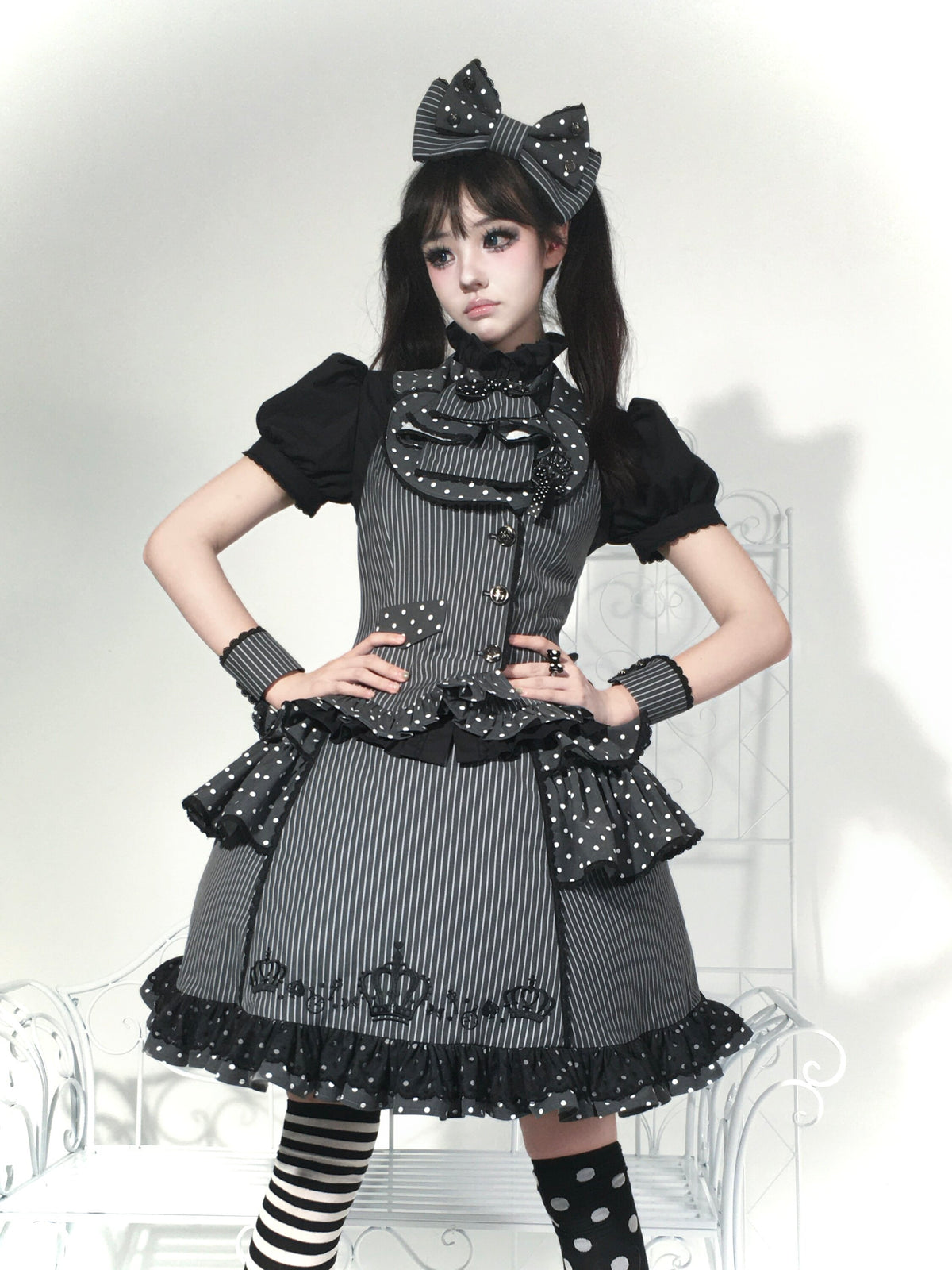 New Century Princess Grey Black Lolita Dress Set