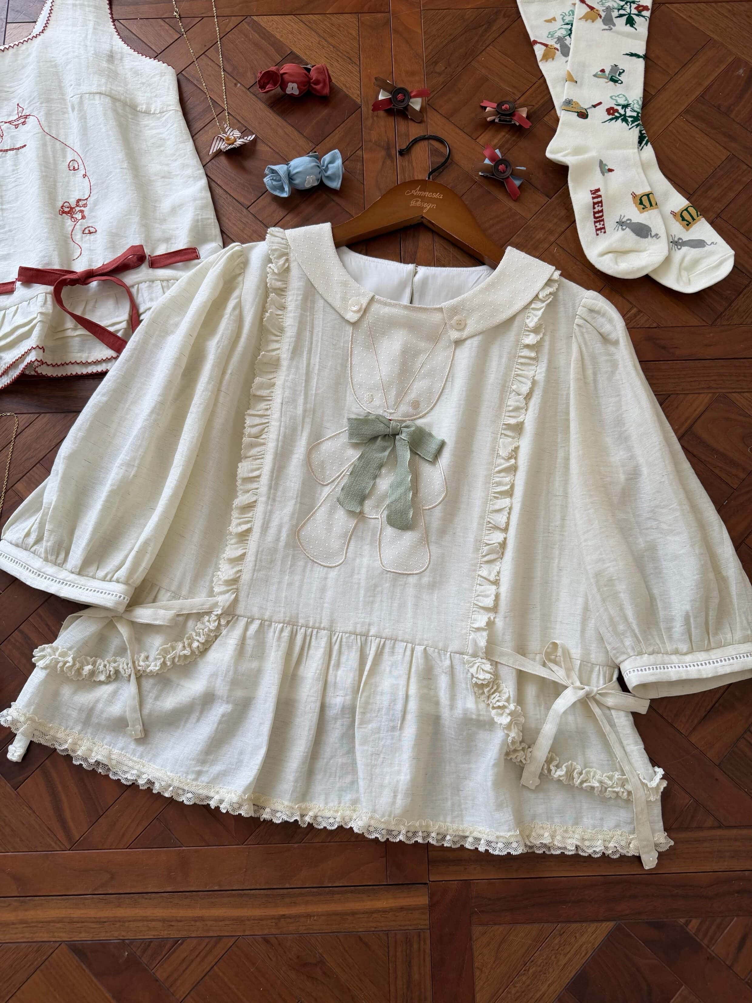 Picnic Lolita Print Vest Blouse, SK & JSK Daily Wear Outfit Set