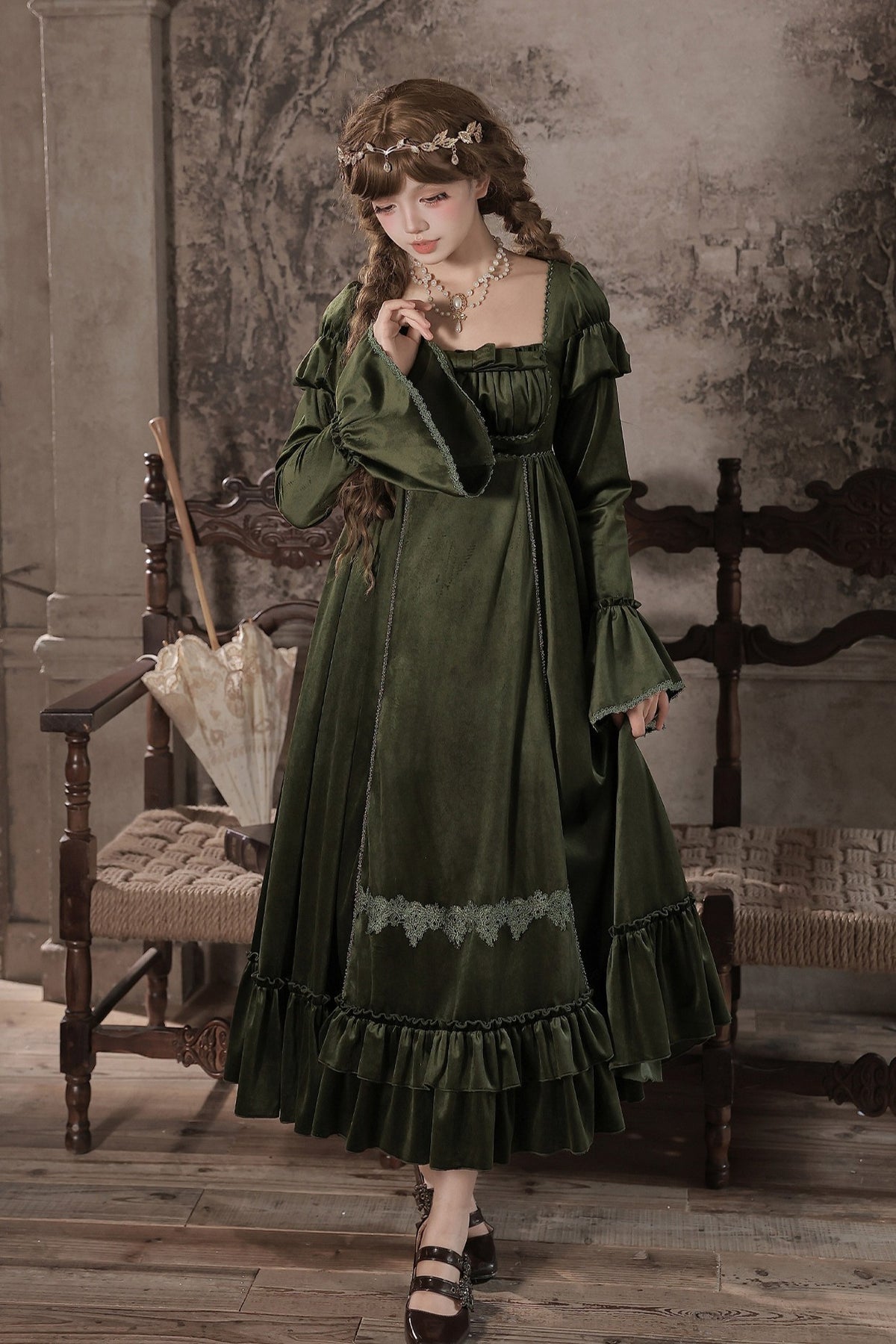 Candlelight Banquet Lolita Empire Waist OP Twin Dress