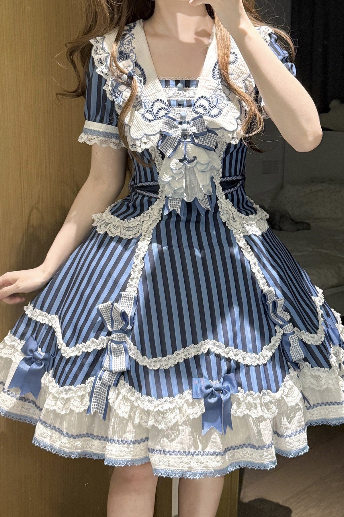 Antique Sailor Bear Six-Panel Cropped Lolita OP Dress