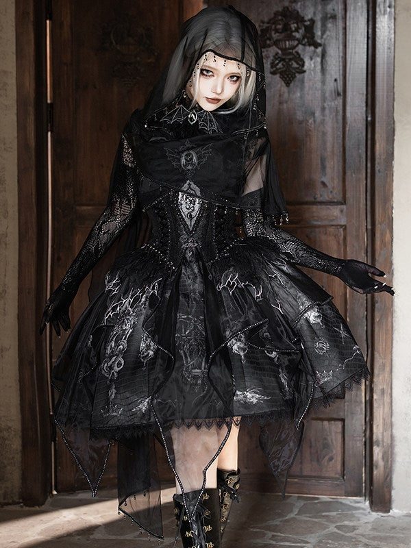 Dragon Bone Gothic Lolita Black JSK Dress