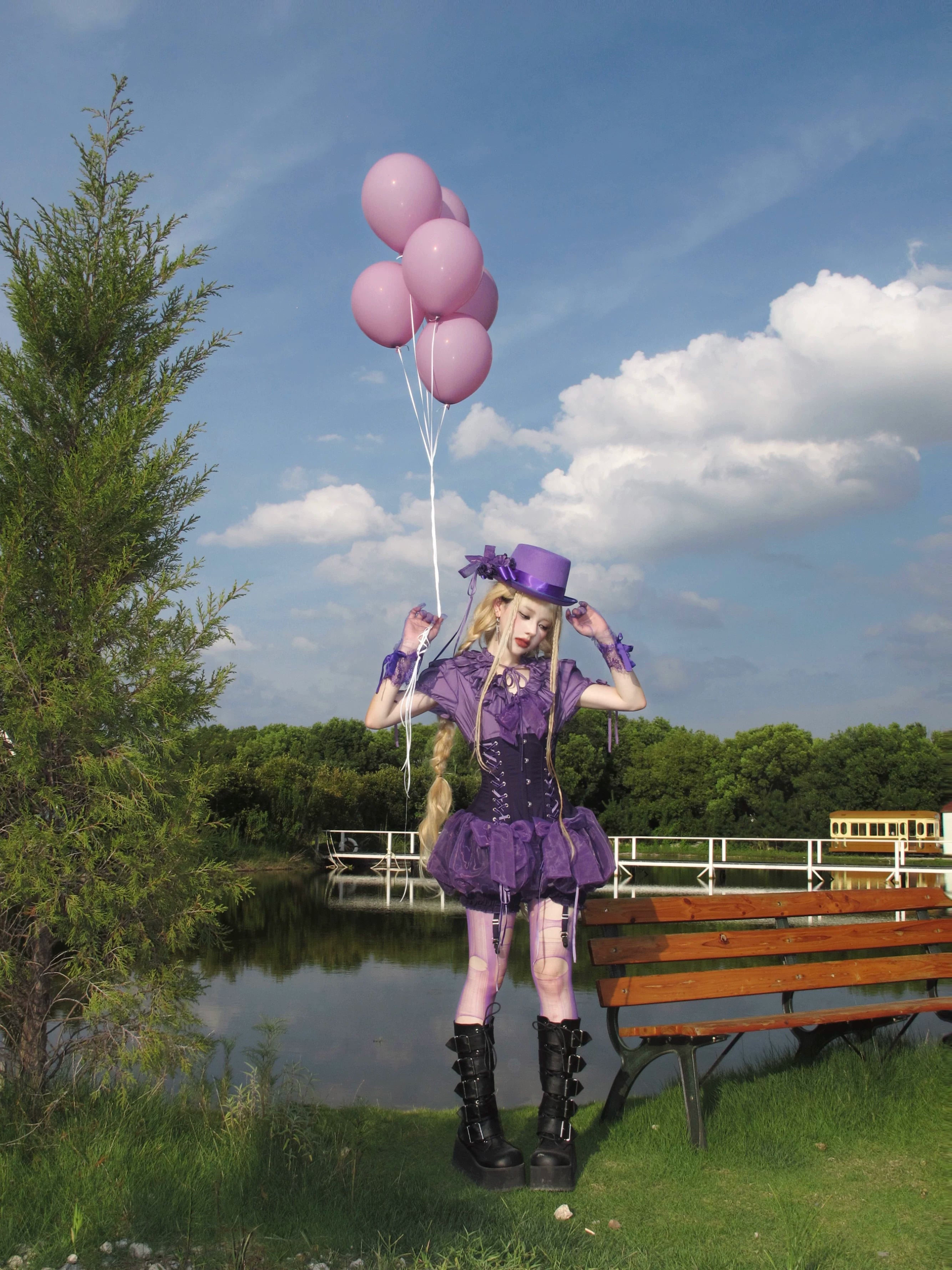 WONKA Gothic Lolita Purple Top & Shorts Set
