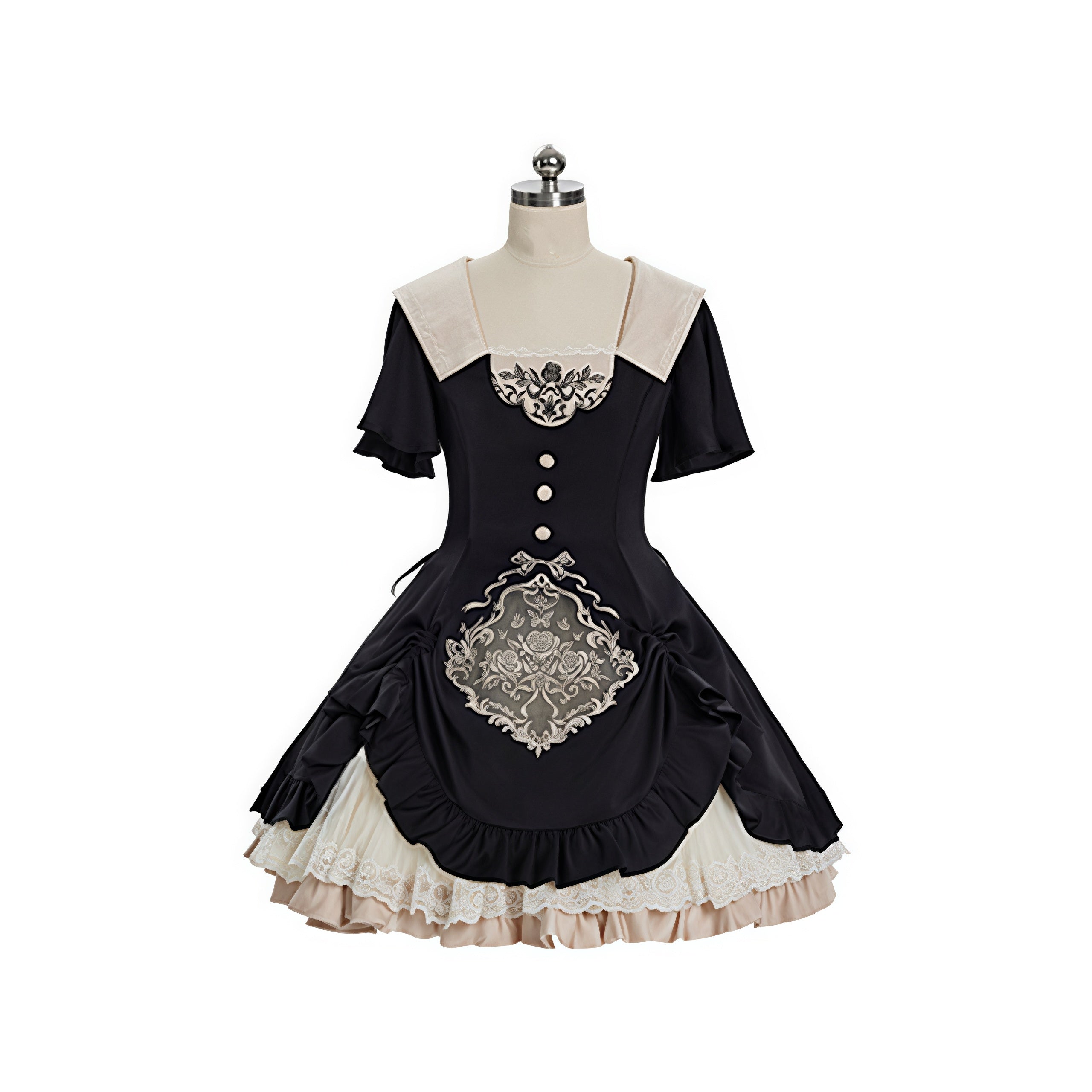 Glaze Floral Realm Lolita Printed Black OP Dress Set