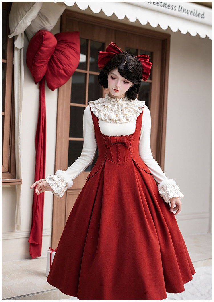 Velvet Rose Lolita Christmas & New Year Embroidered Boned Bustier Twin Dress