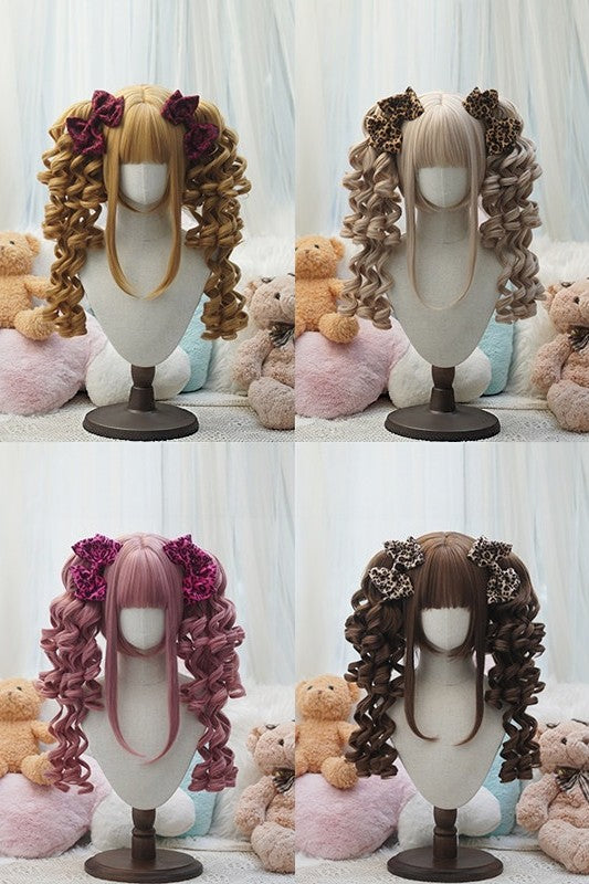 Lolita Vintage Sweetheart Twin Tail Claw Clip Spring Curl Wig