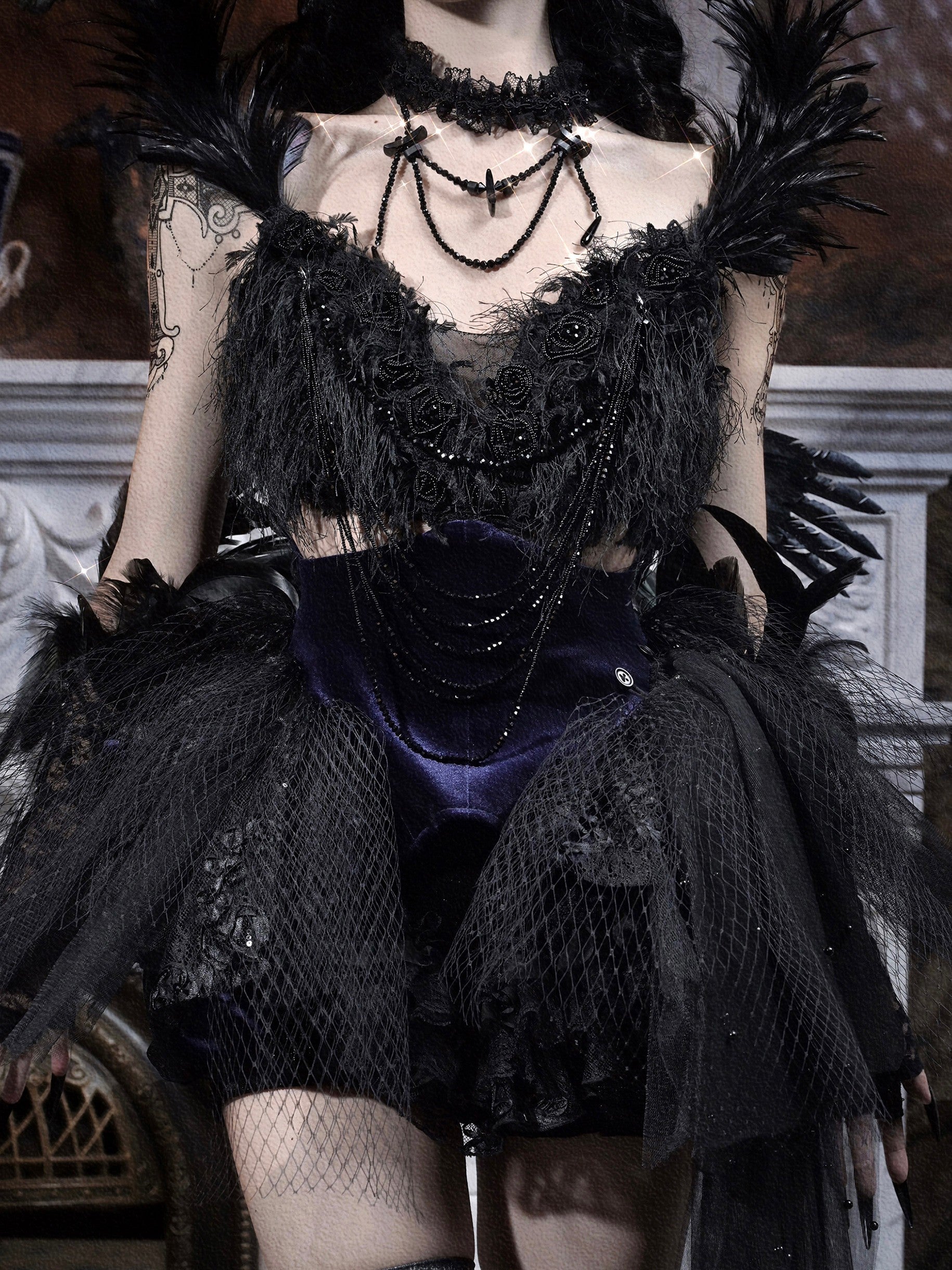 Mourning Day Dark Tulle Ballet Skirt Set