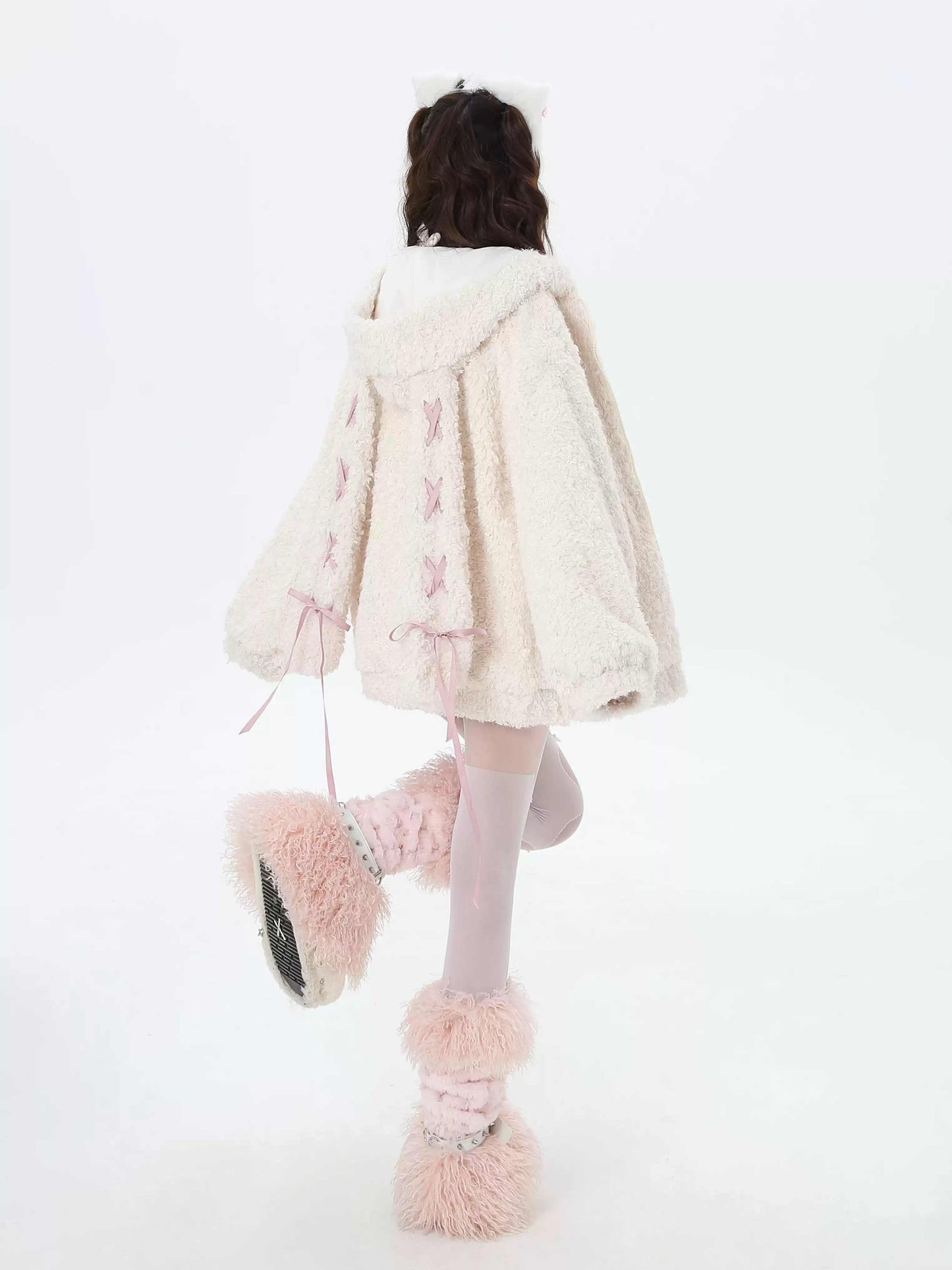 Y2K Sweet Bunny Ear Lambswool Coat LE1026