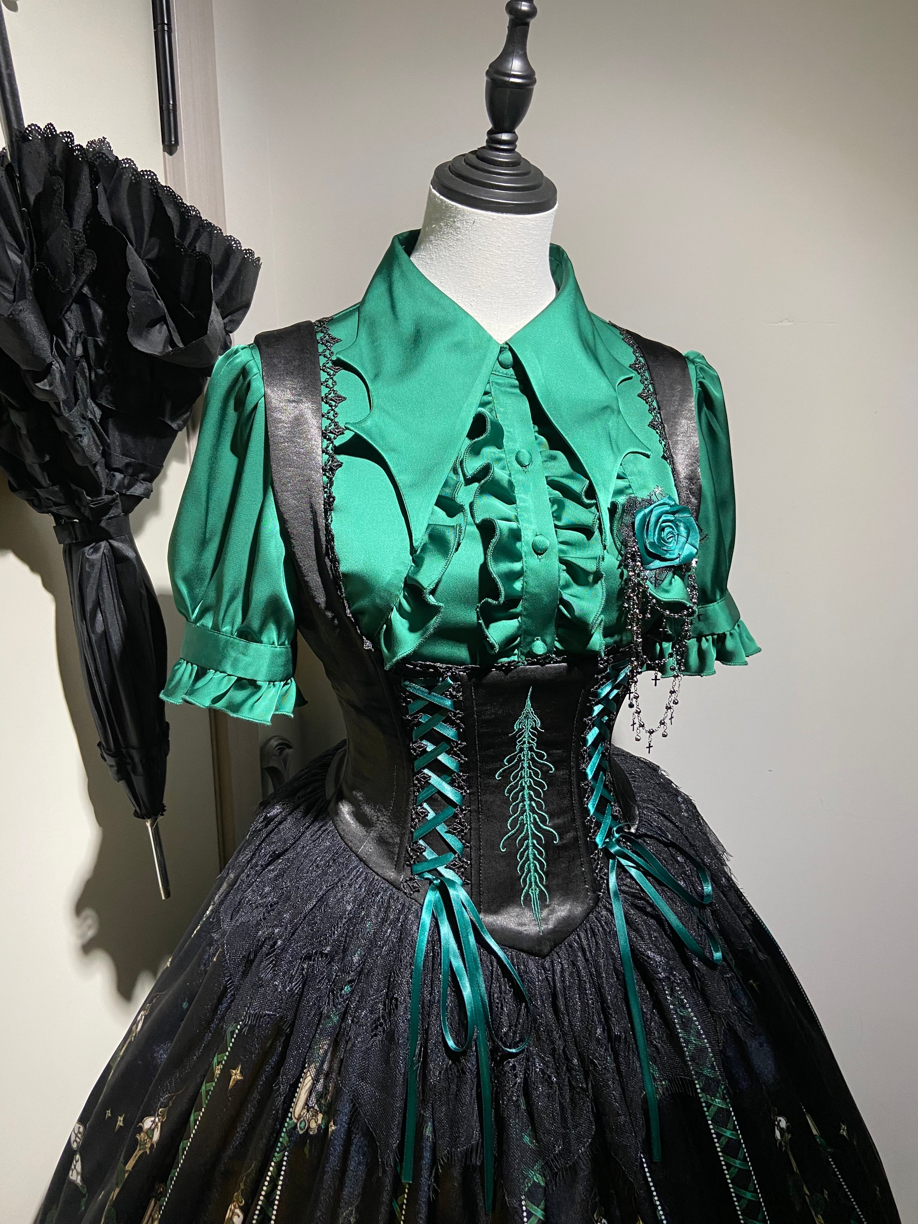 Blood Laboratory Green Skull Potion Print Gothic Lolita Long JSK