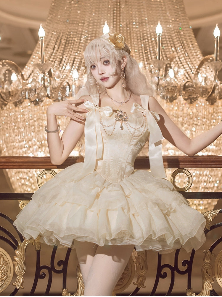 Cream Polka Dot French Ballet Dress