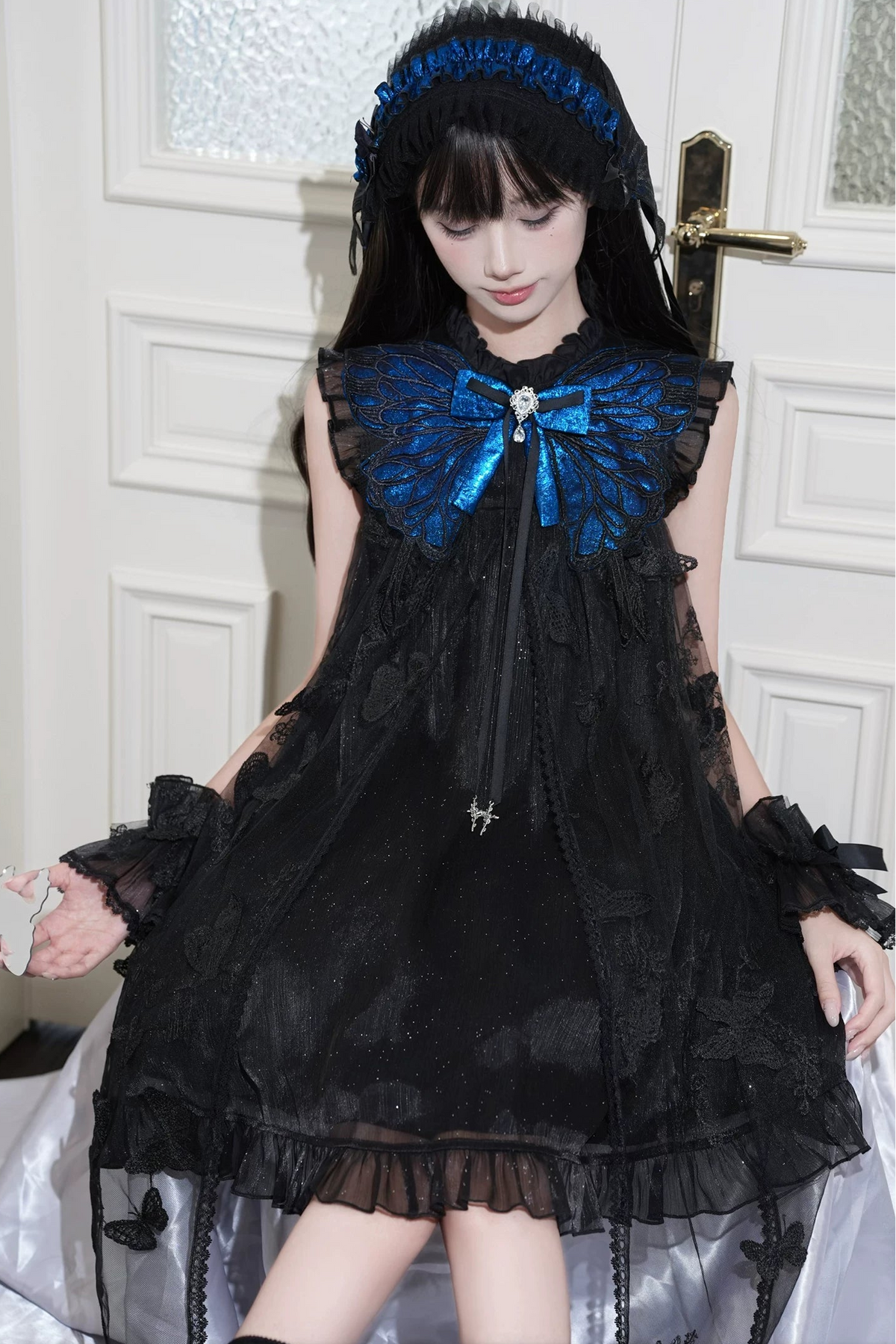 Blue Morpho Butterfly Dark Gothic Original Lolita OP Dress