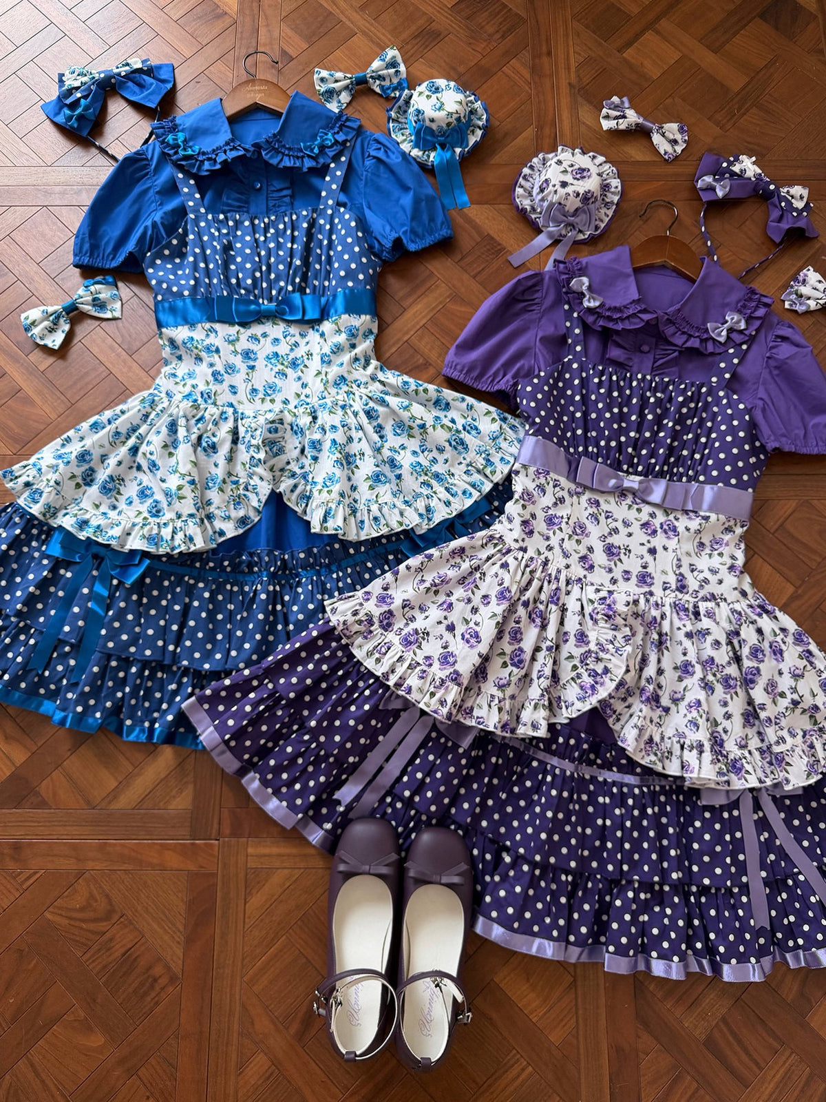 Li Bobo Vintage Polka‑dot Lolita JSK & Blouse Set
