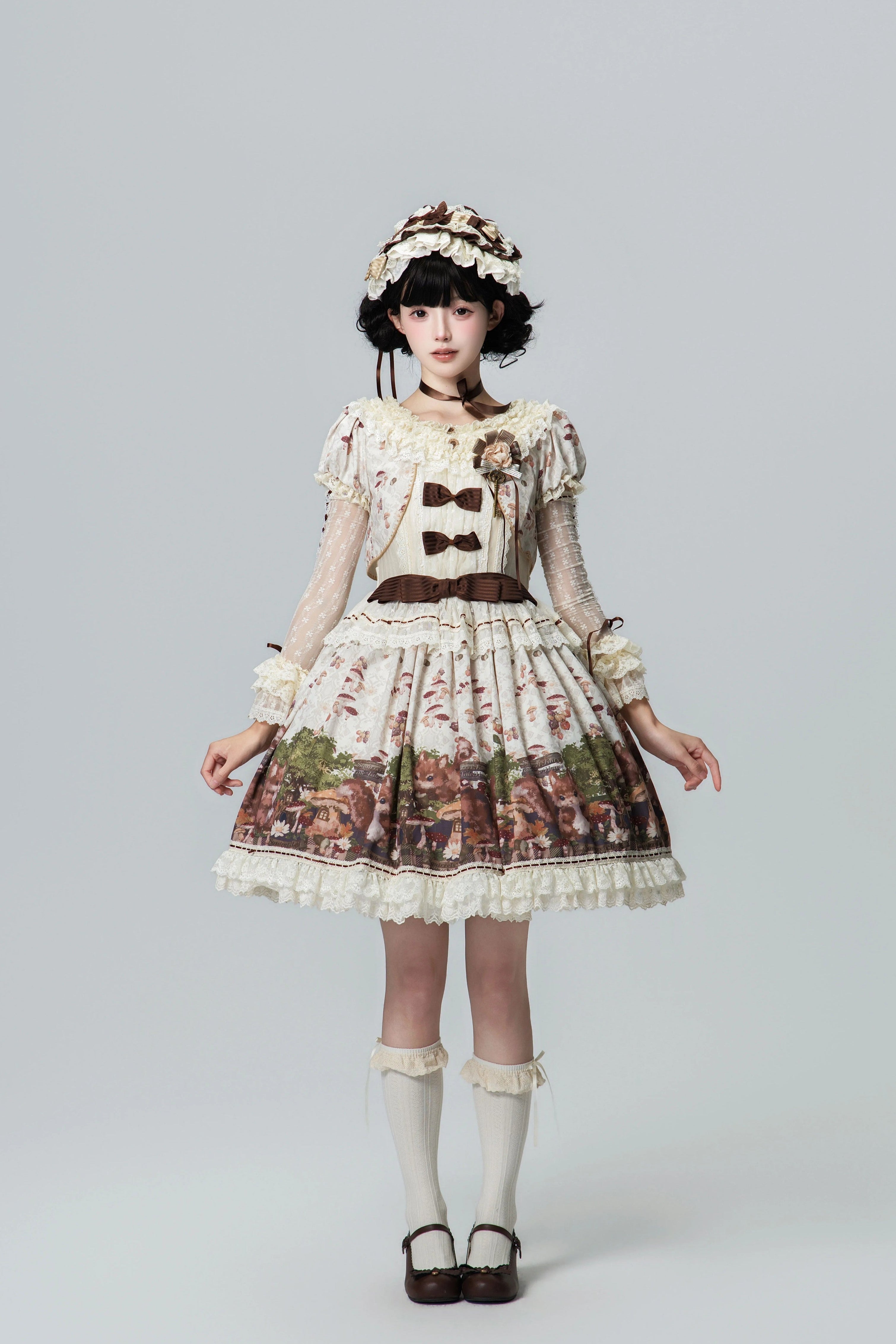 Magic Telegram Squirrel Fairytale Cottage Lolita Short OP
