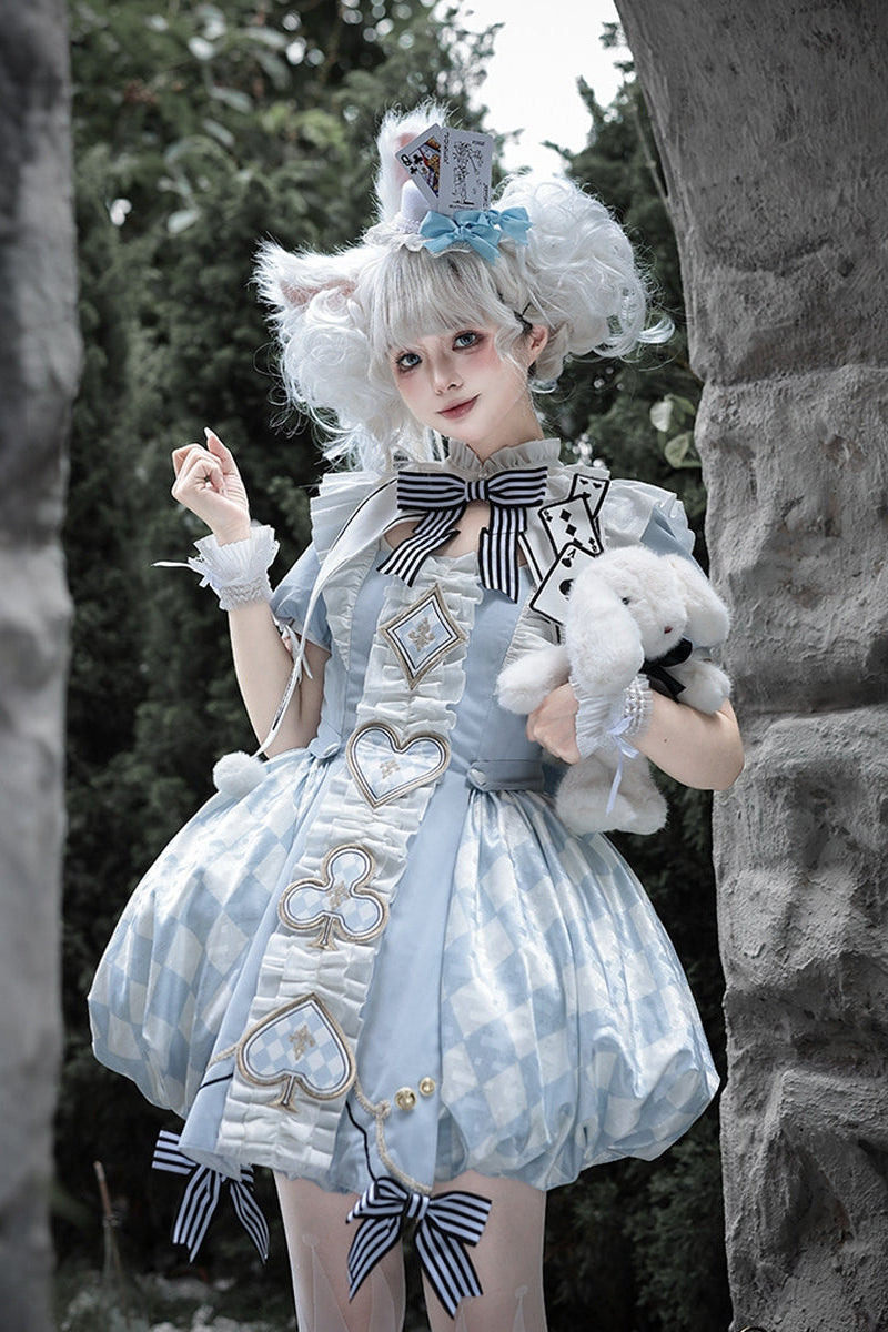 Uncharted Stars Alice Blue Playing Card Embroidery Fantasy Lolita Dress
