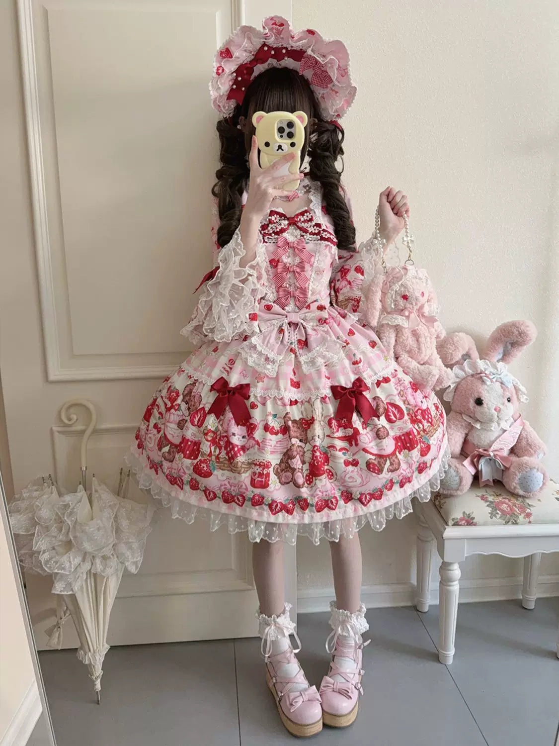 Sweet Berry Rabbit Bear Long Sleeve Sweet Lolita OP Dress