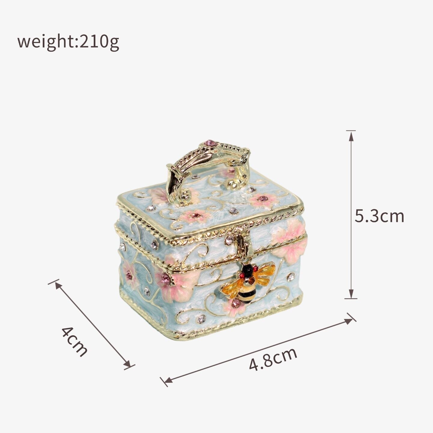 Treasure Chest Bee-Shaped Enamel Ring Jewelry Box Lolita Decor Gift