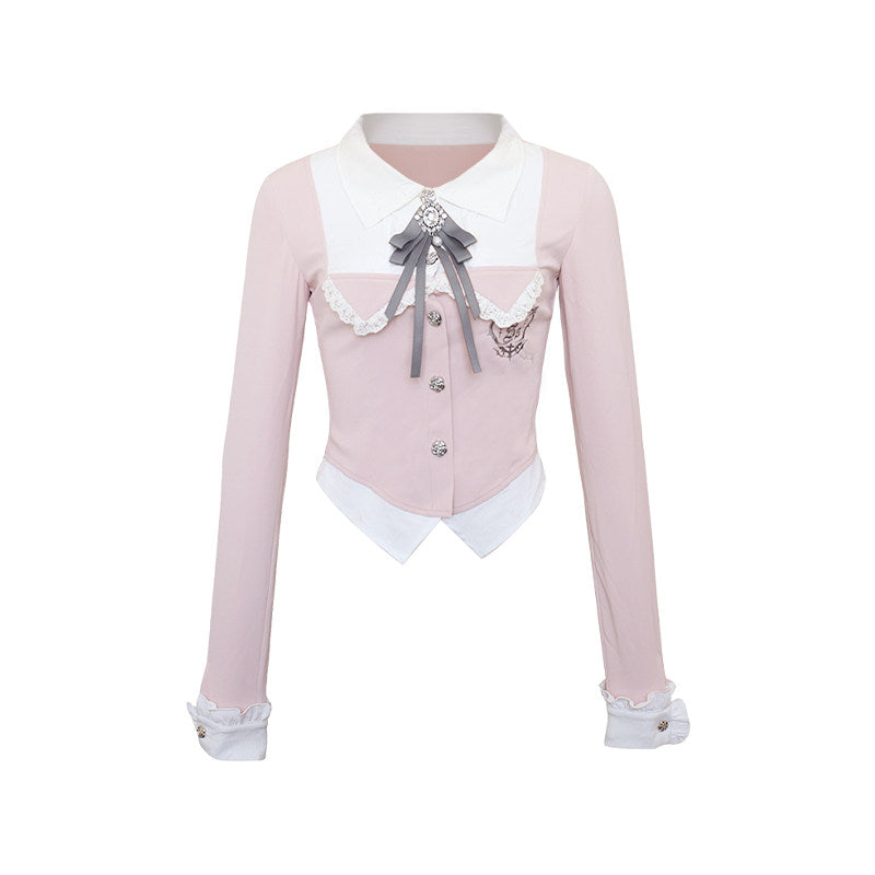 Sweet Cherry Academy Preppy Blouse & Skirt Set