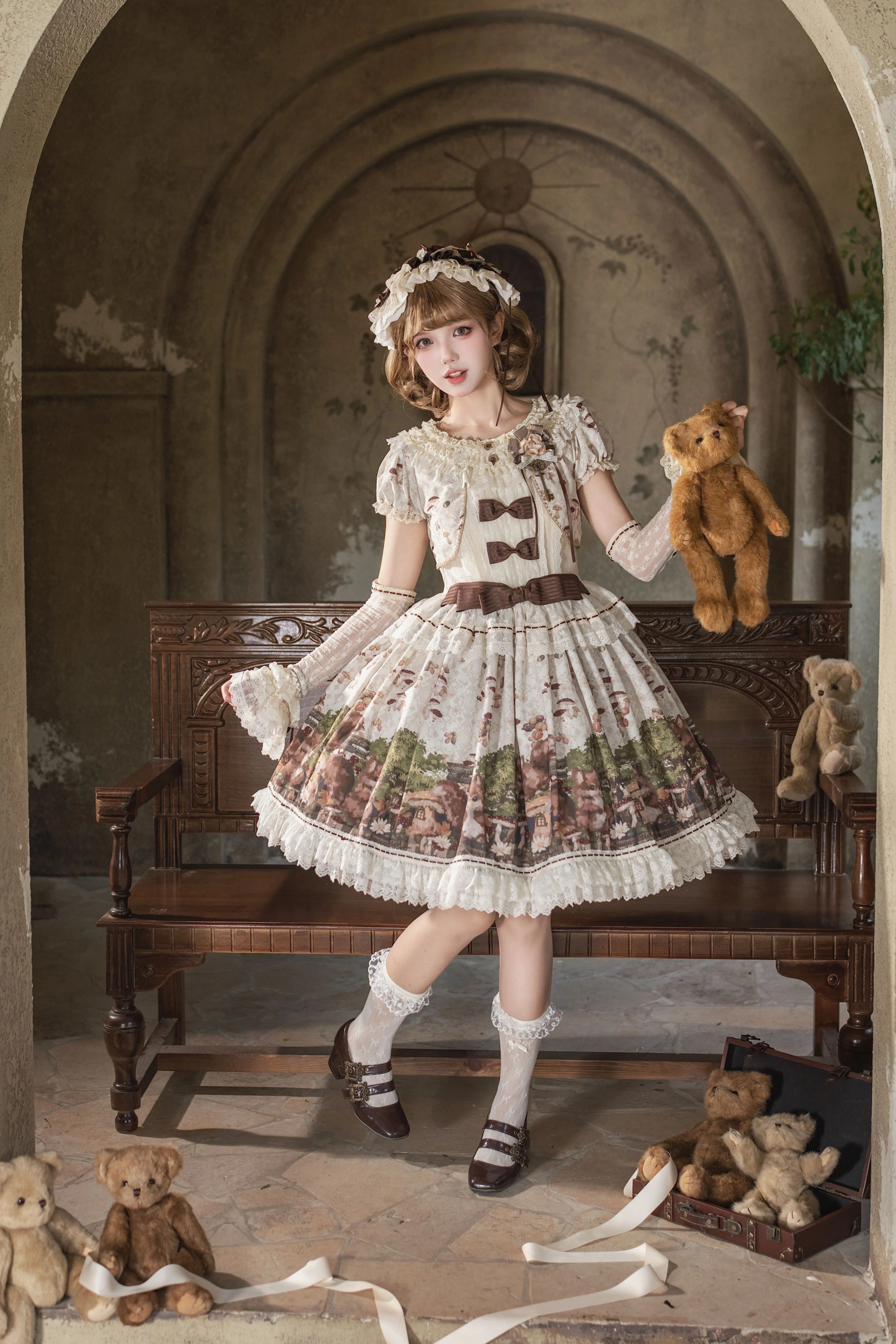 Magic Telegram Squirrel Fairytale Cottage Lolita Short OP