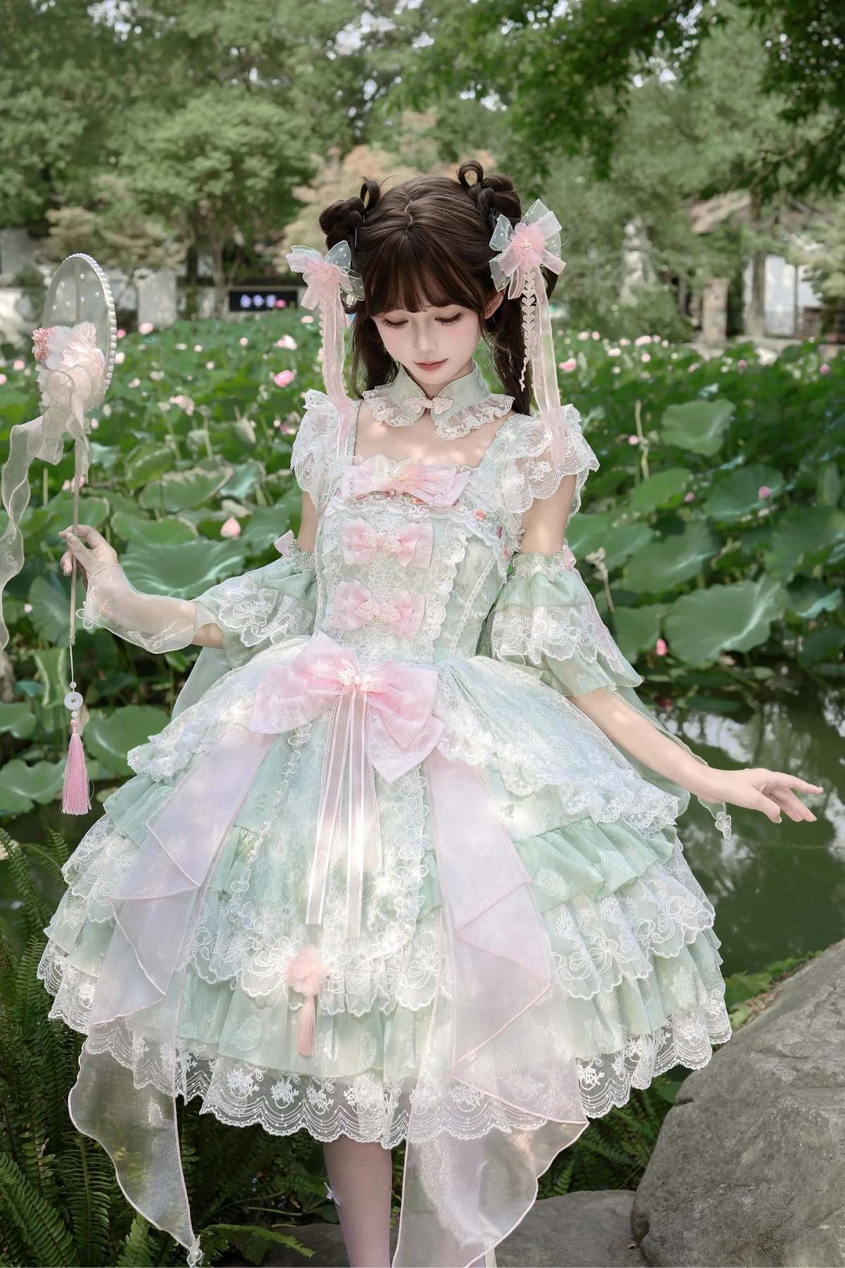 Spring Water Reflecting Pear Blossoms Lolita JSK Dress