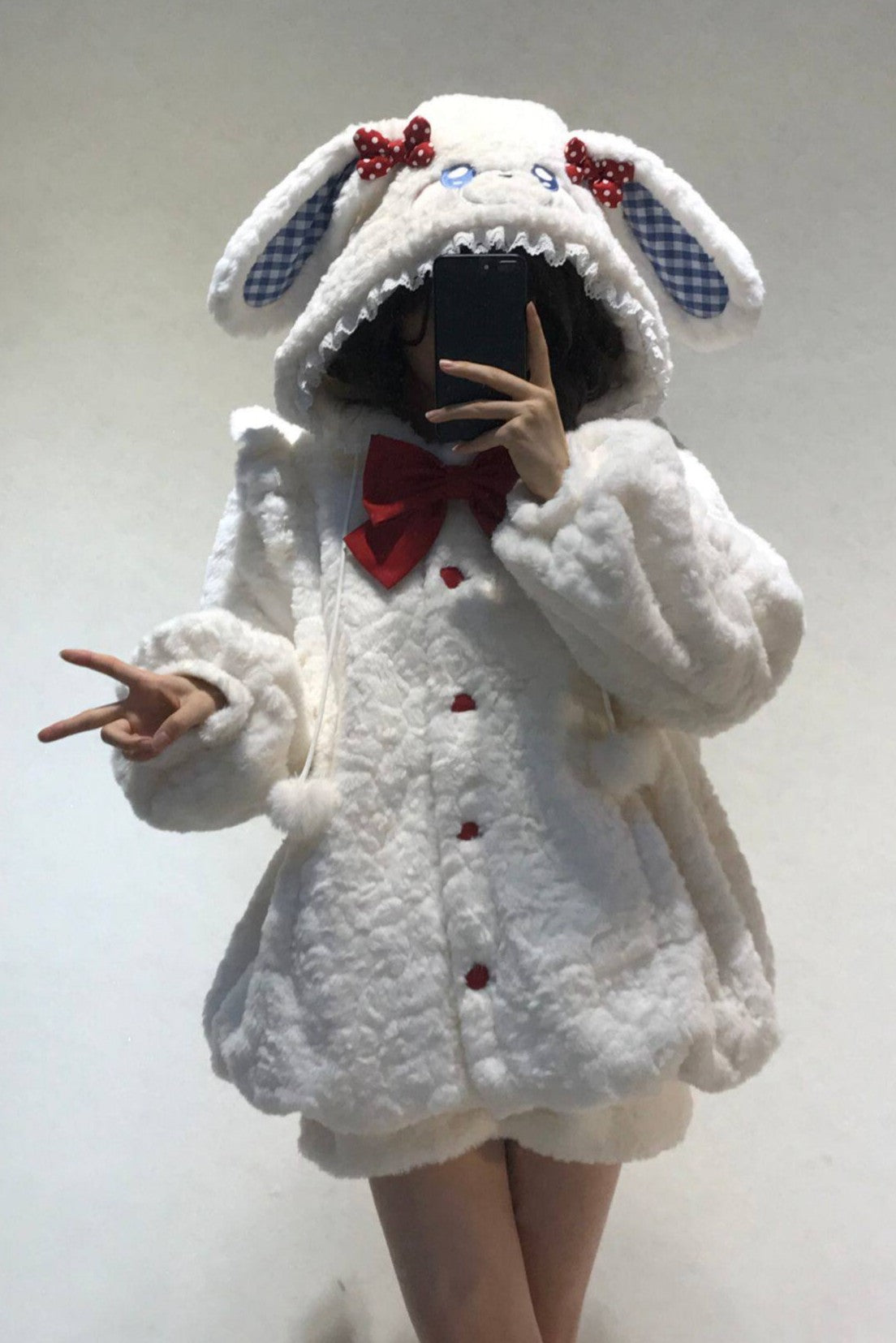 Cute Furry Big Bunny Ear Coat