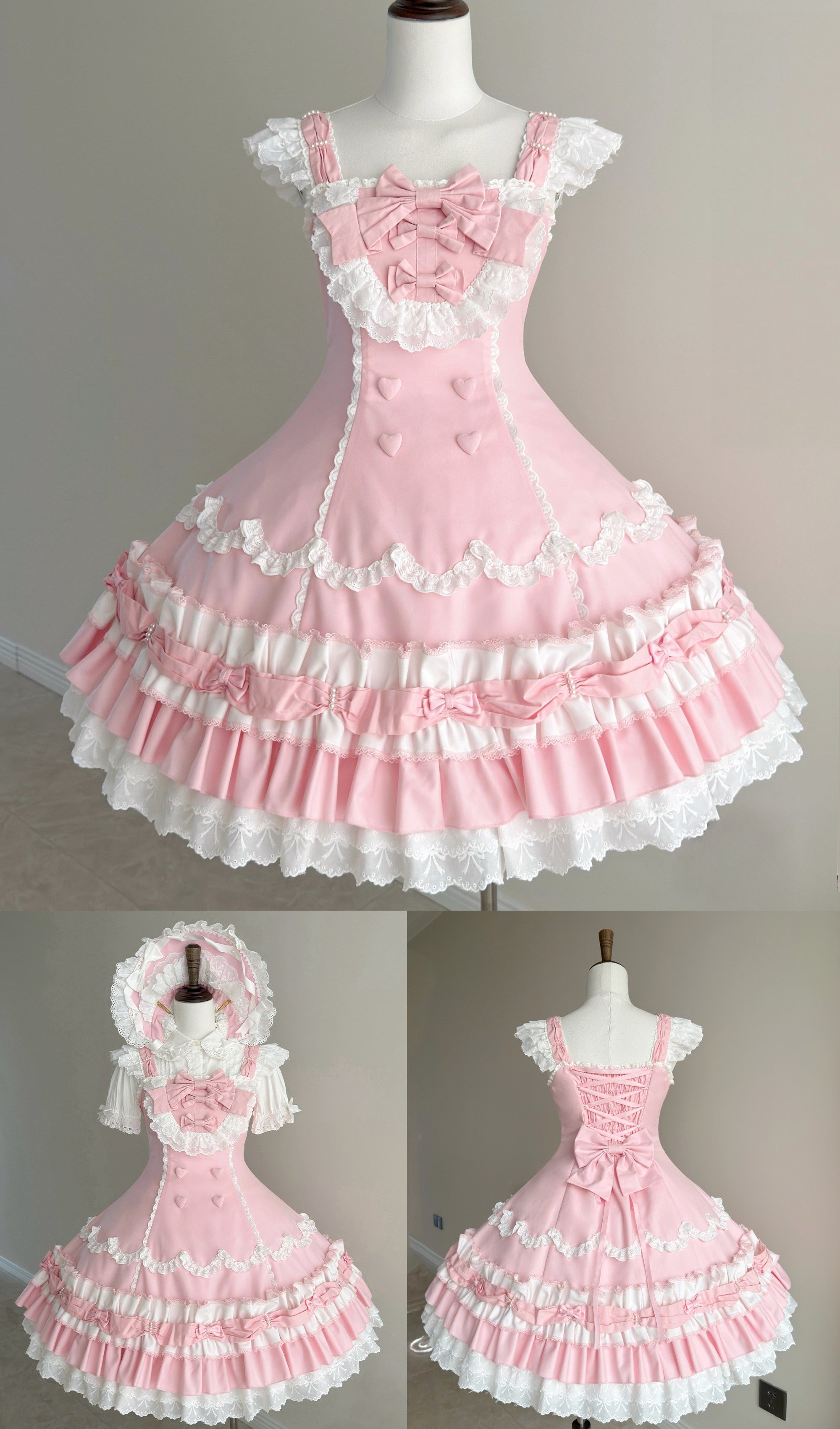 Cream Fondant Sweet Pink Retro 6-Panel Cut Original Lolita JSK