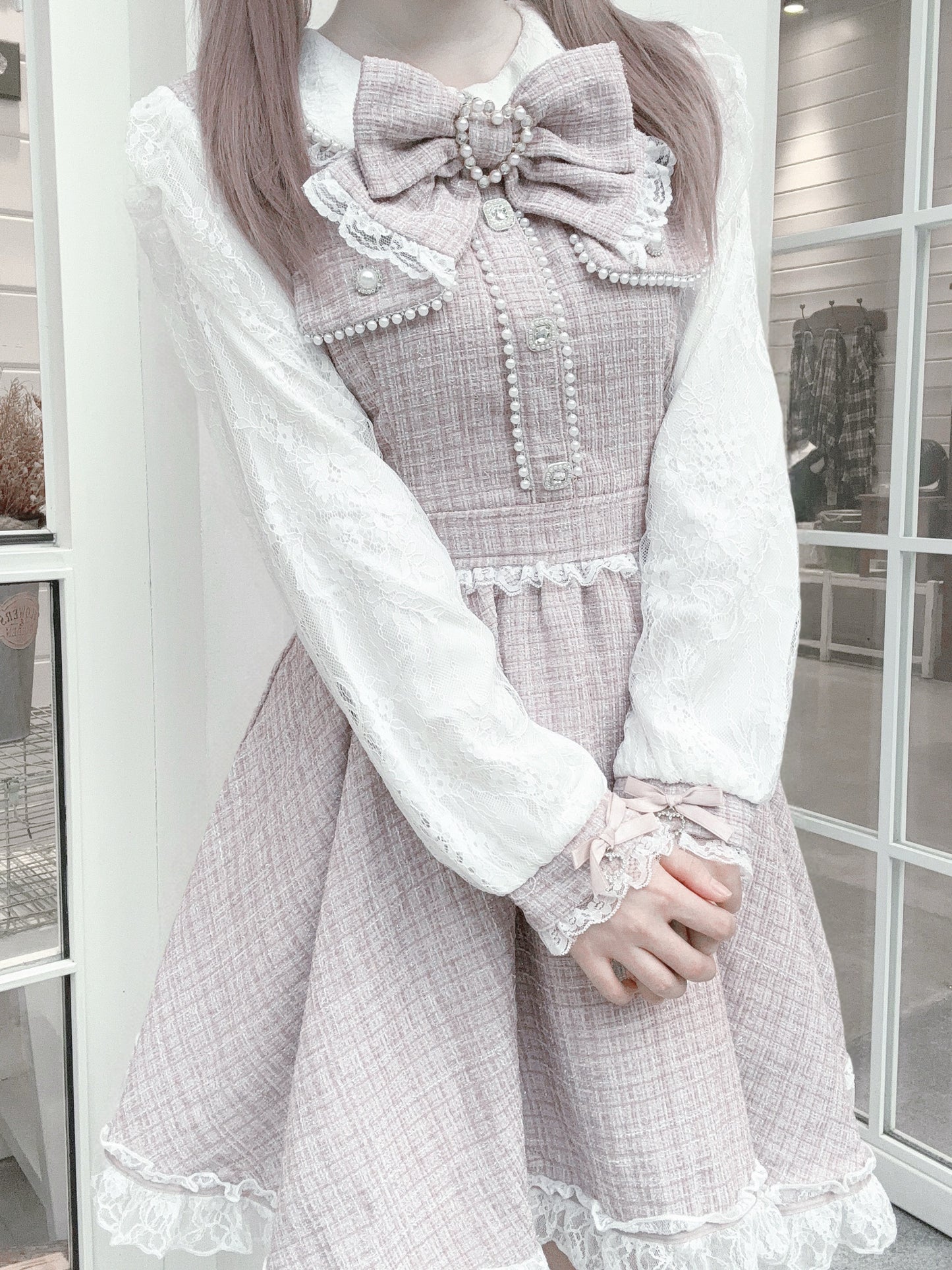 Lolita Japanese-Style Bows Tweed Dress LR1007