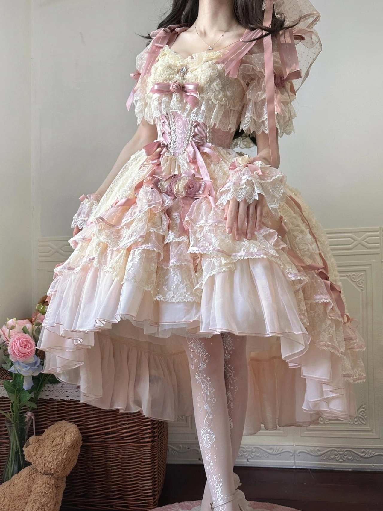 Lolita Cute Embellishment Rose Dress LS1011