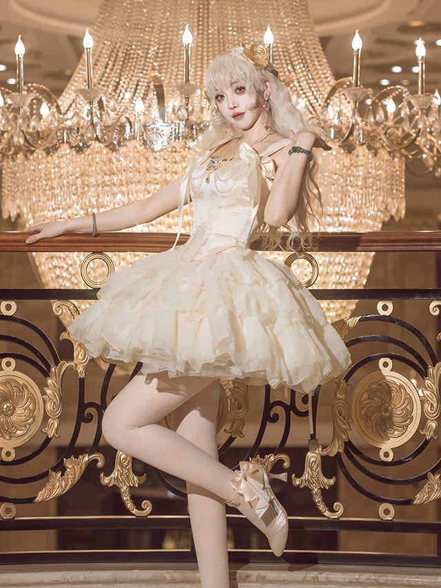 Cream Polka Dot French Ballet Dress