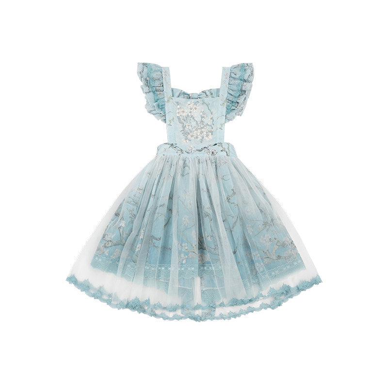 Apricot Blossom Shadow Pink & Blue Black Hanfu Lolita JSK Set