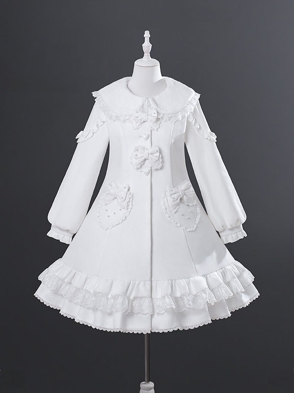 Bunny Warm Lolita Cake Hem Pink & White Wool Coat