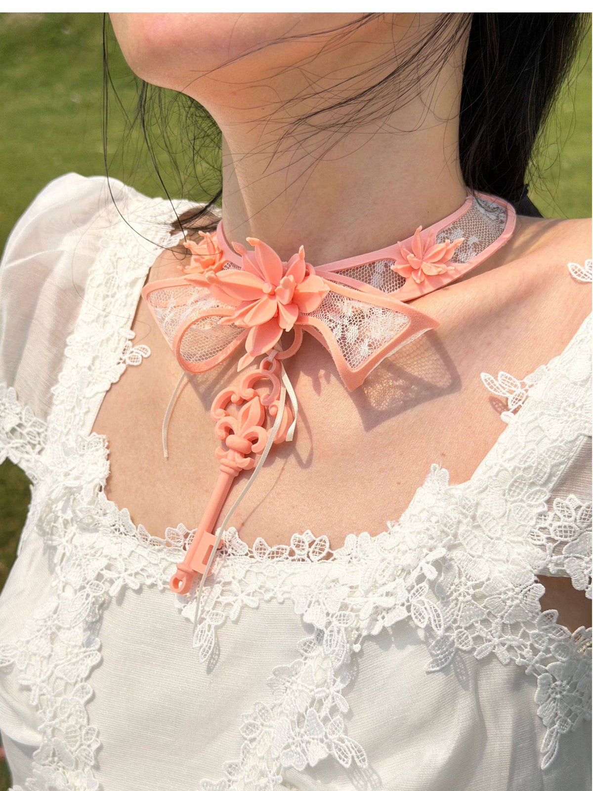 Lace Key Choker Original 3D Printed Stereo Necklace Choker