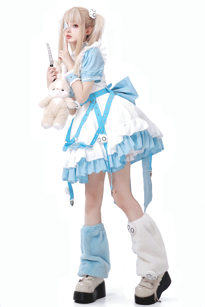 Lolita Y2K Infirmary Aesthetic Aqua OP Full Set
