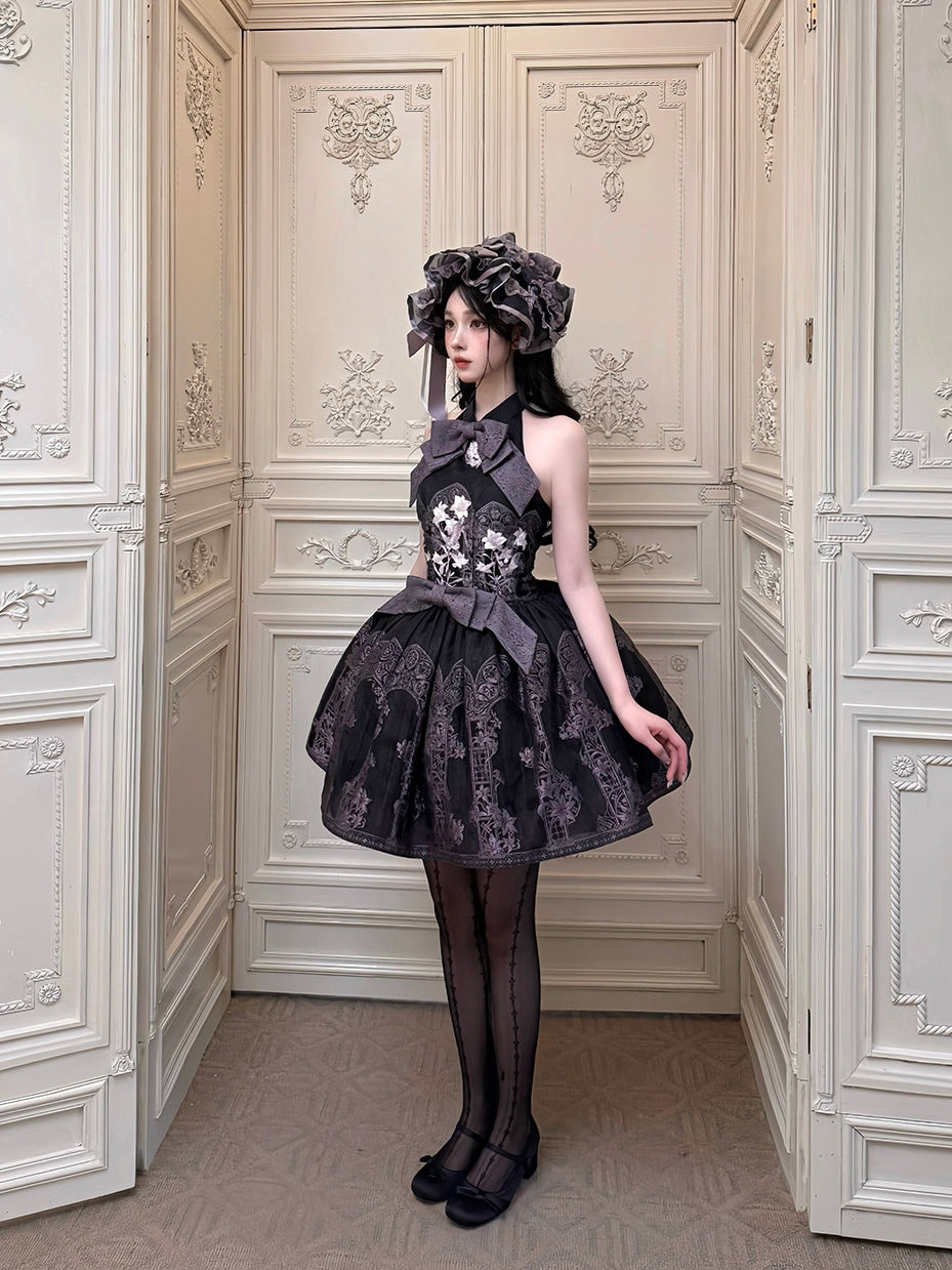 Stained‑Glass Reverie Japanese‑Style Classic Lolita Black JSK Dress Set