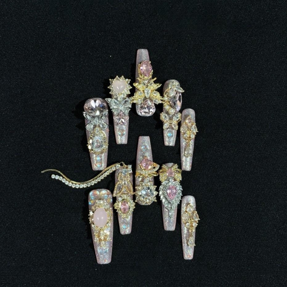 Sakura Magic Girl Pink Goddess Lolita Nail Art