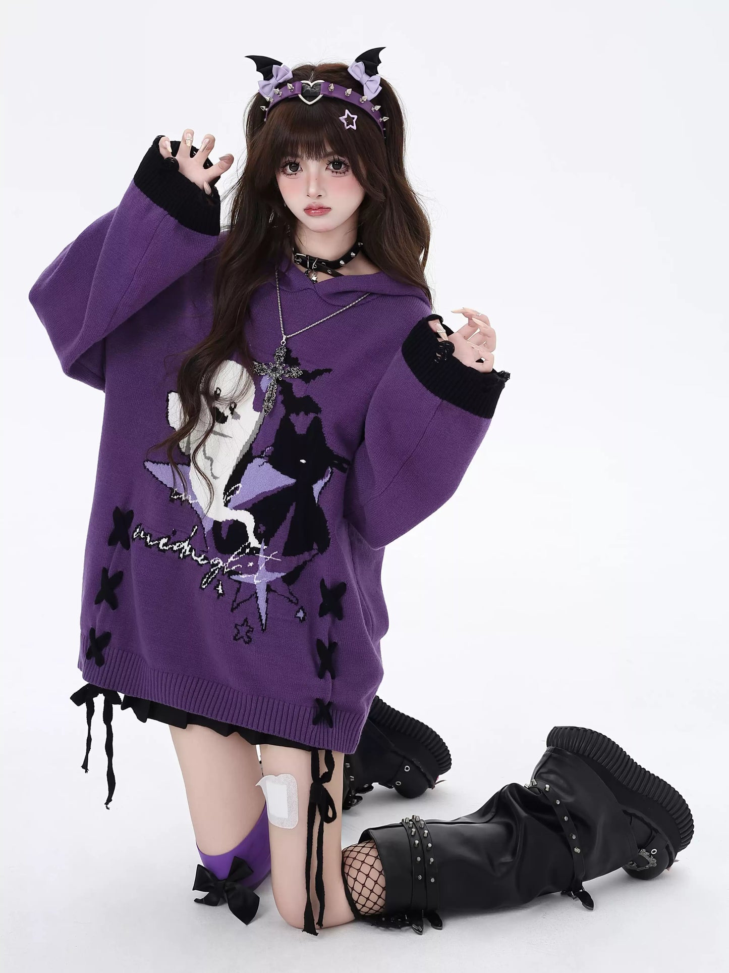 Y2K Ghostie Color-Block Knit Sweater LE1029