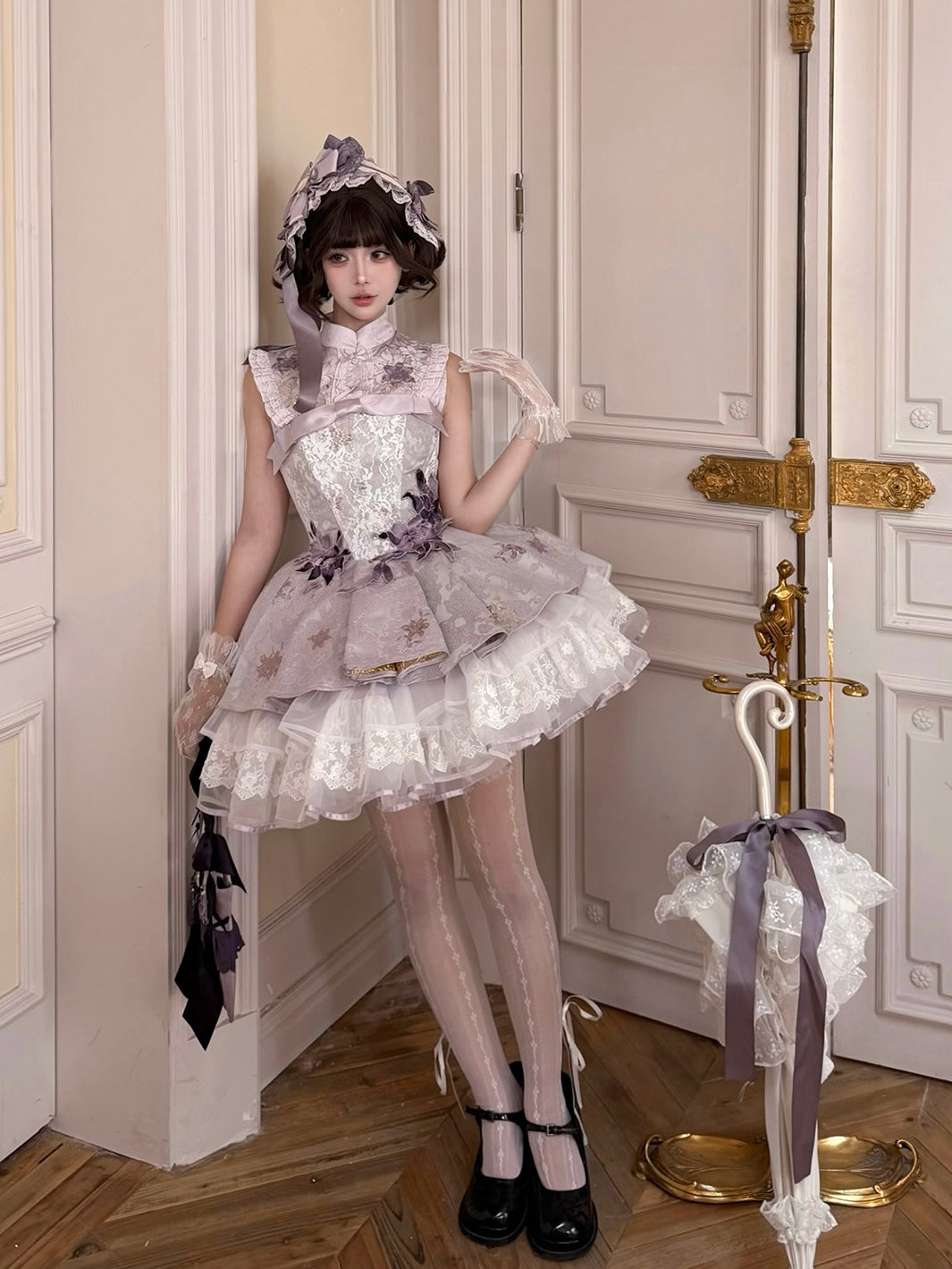 Little Lily Japanese‑Style Purple Lolita Embroidered Blouse & JSK Dress