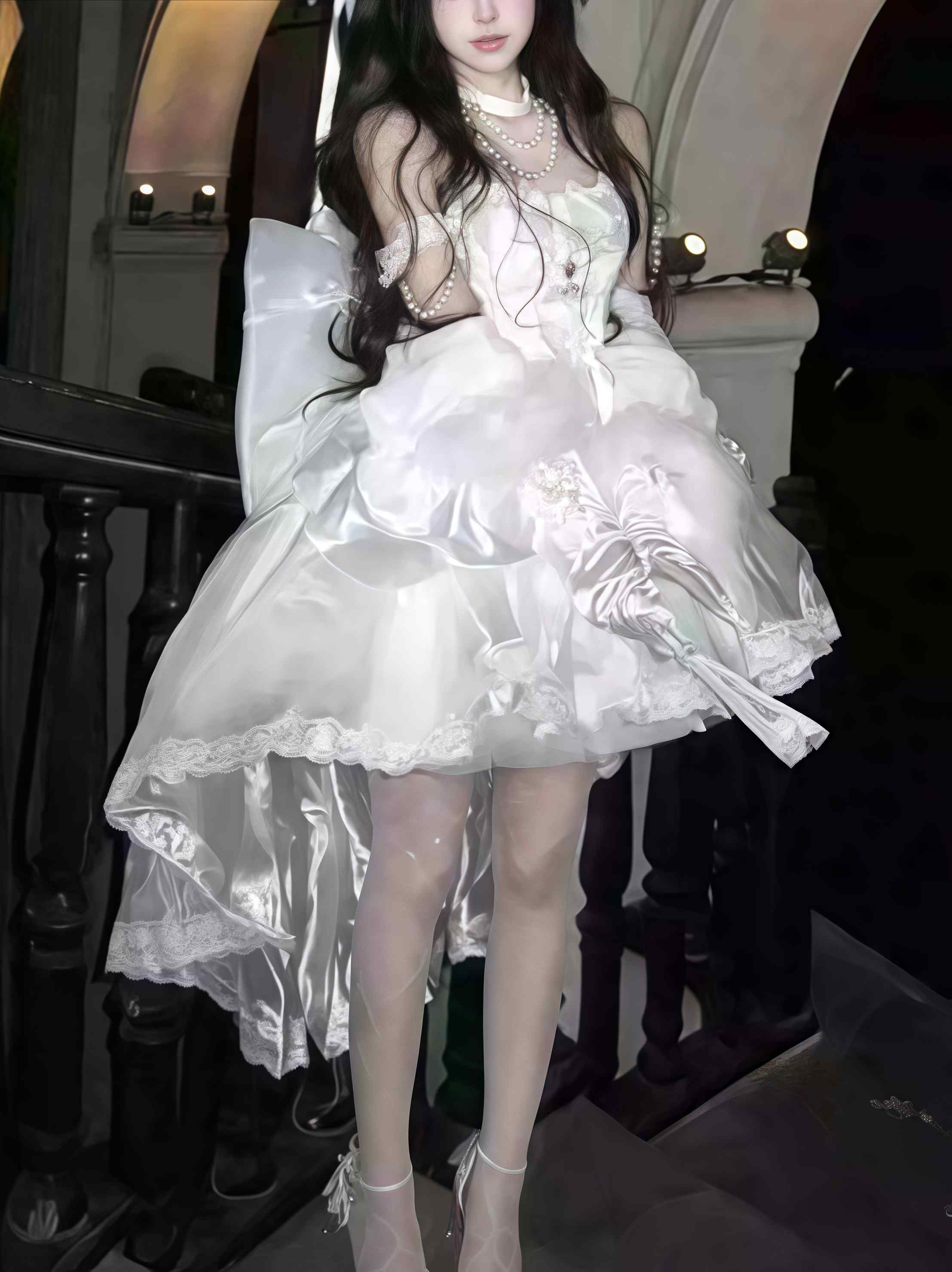 Lolita Elegant Silver White Dress LC1012