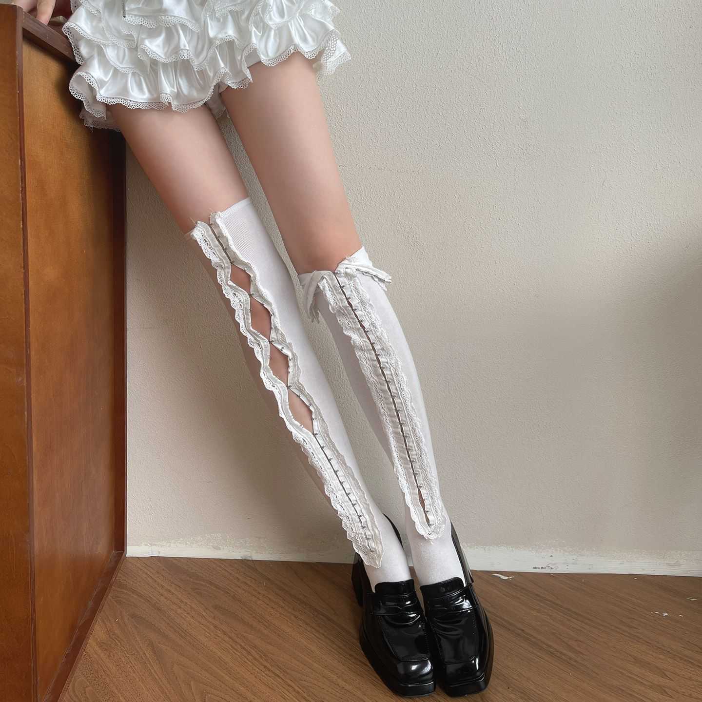 Lolita Asymmetrical Bow Tie Socks