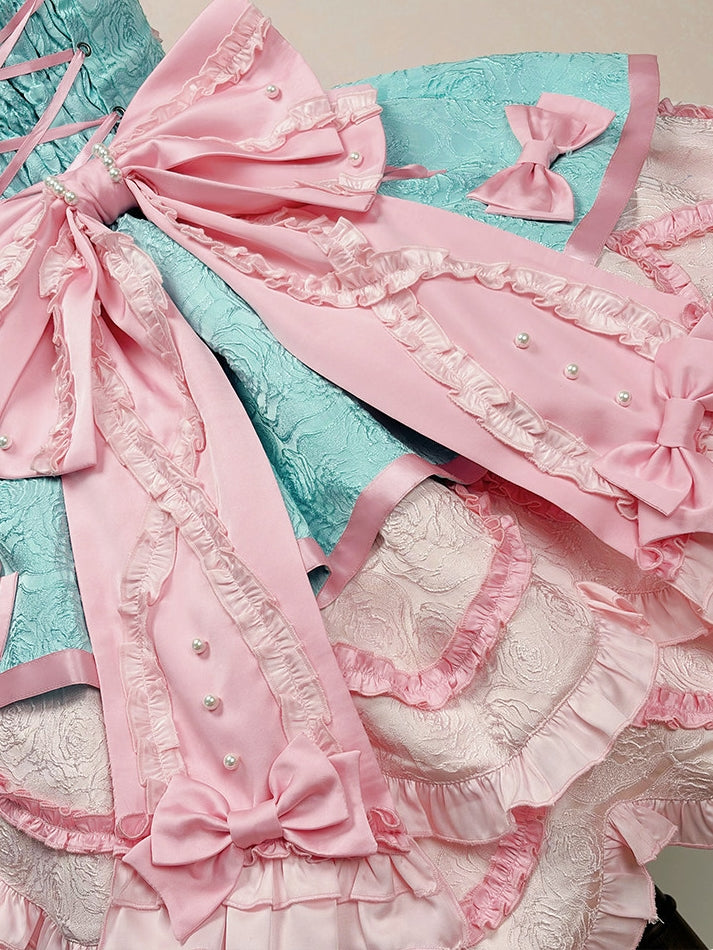 Sweet Petals Lolita Pink & Green Halter Dress