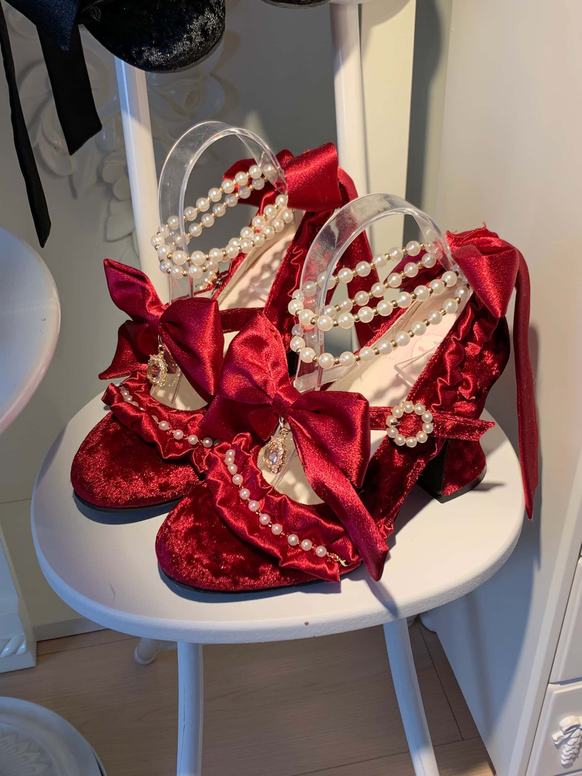 Ribbon Hymn 1.0 Lolita Vintage Heavy Craft Bridal Heels
