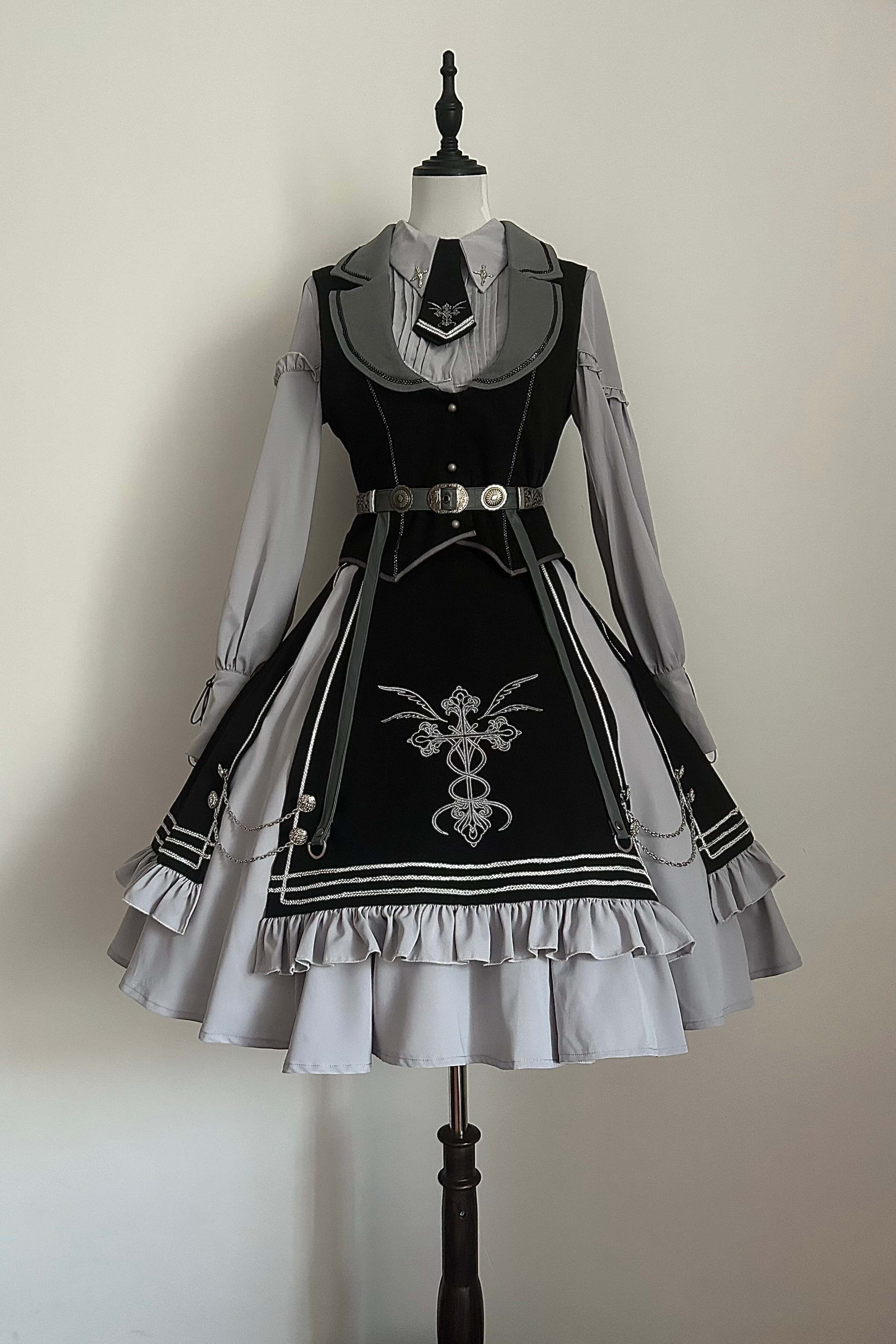 Night Pact Blue Military Lolita OP Dress