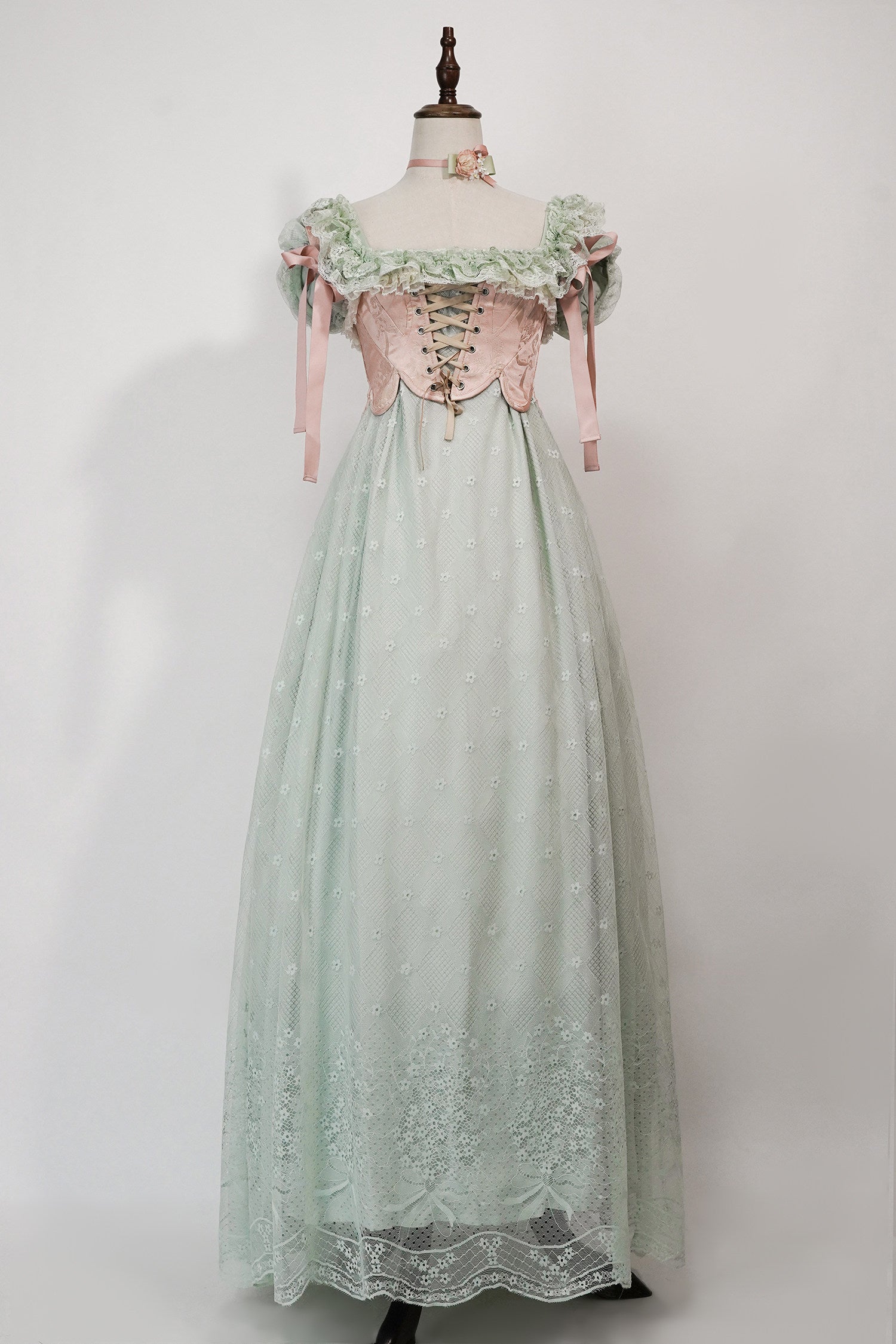 Bathing in Light Green Empire Waist Lolita OP Dress